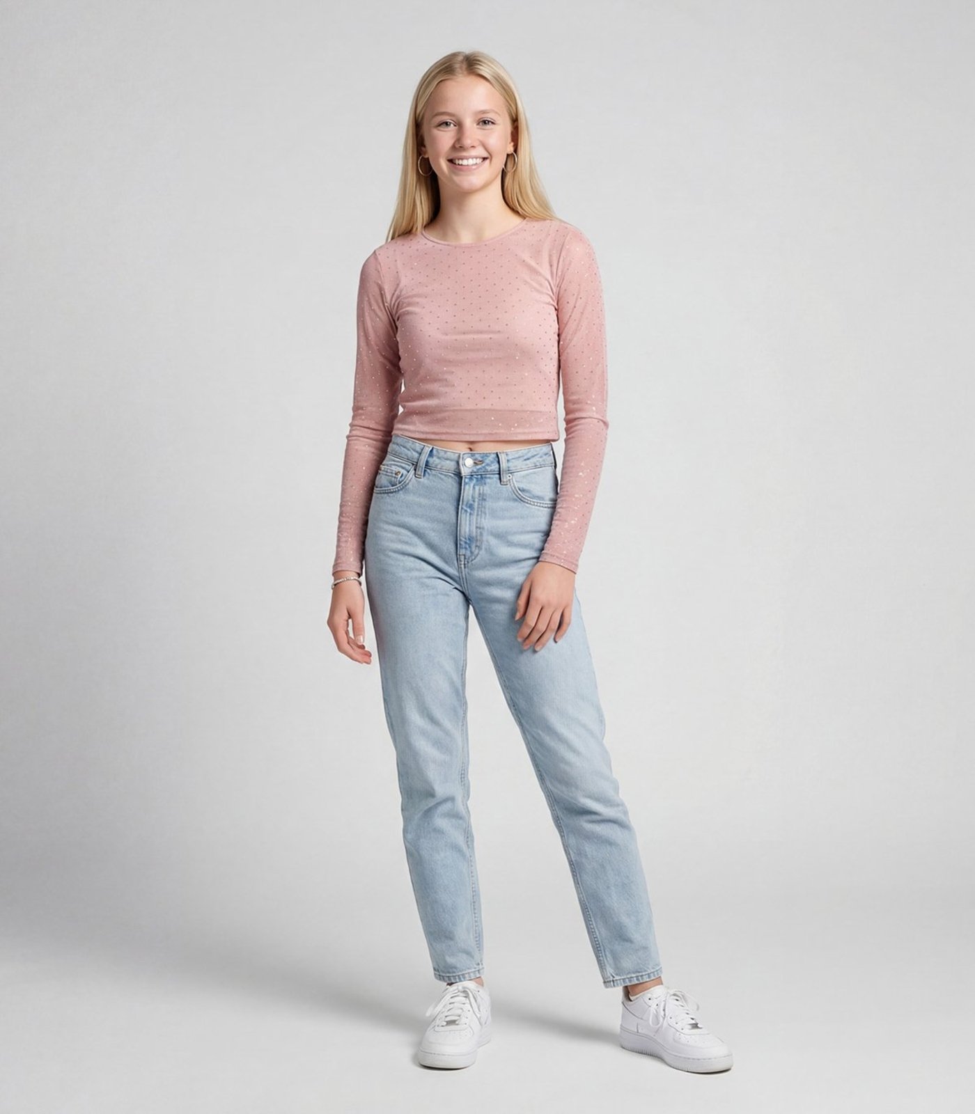 Blusa Juvenil Com Sobreposição Minty Rosa
