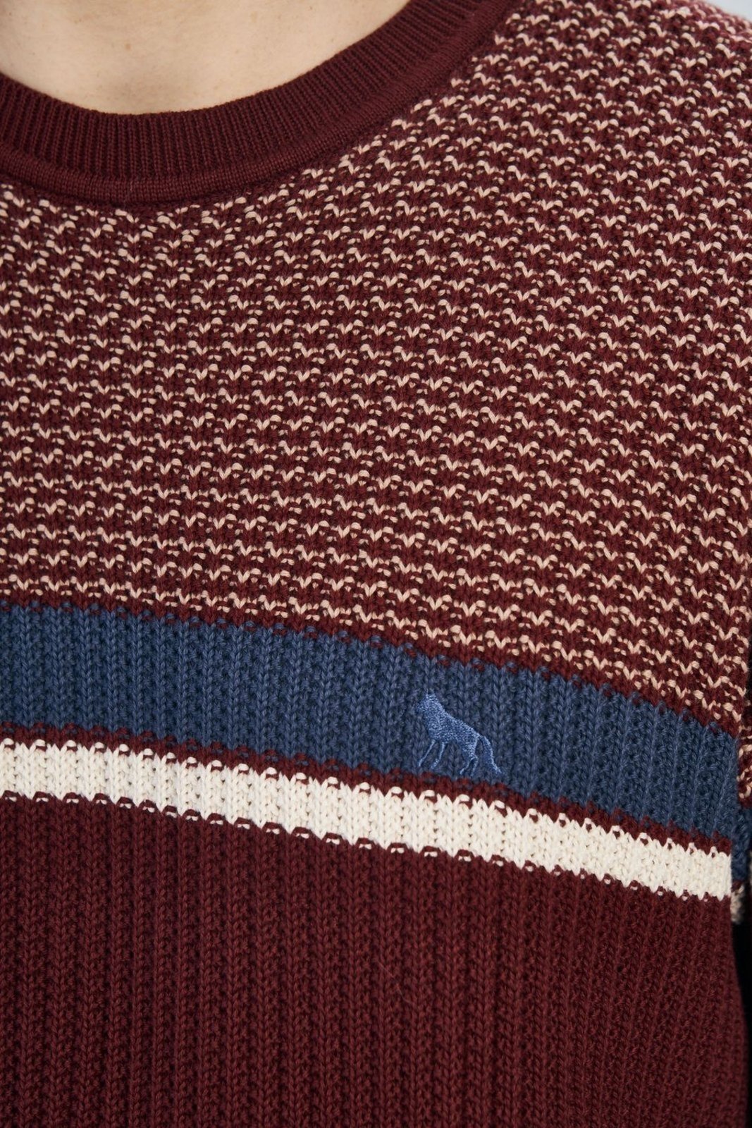Vista 3 Suéter Tricot Texture Masculino Acostamento vinho vinho