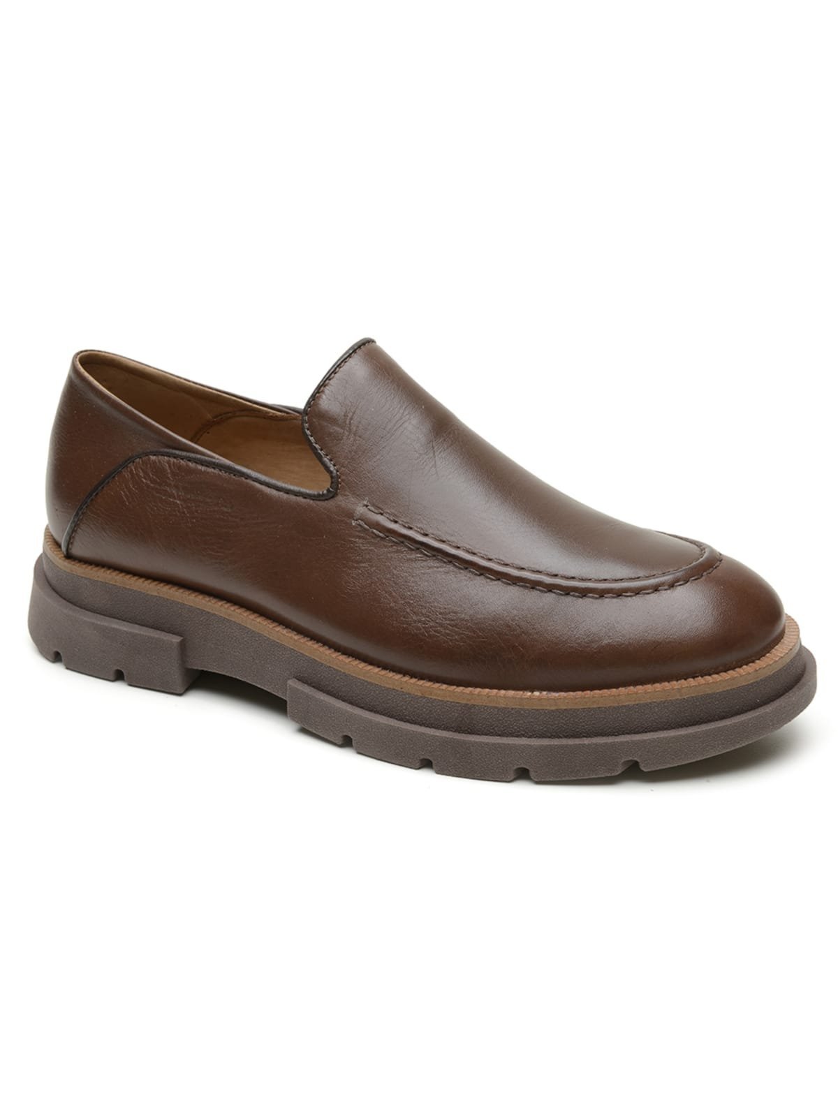 Mocassim Masculino Couro Legítimo Sola Tratorada Confortável Marrom