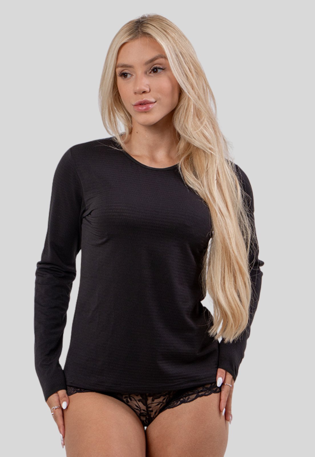 Blusa Manga Longa Segunda Pele Inverno Básica Camisa Anágua