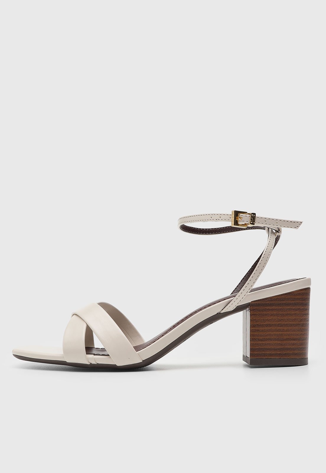 Vista 2 Sandália Feminina Santa Lolla Tiras Cruzadas Salto Bloco Off-White off-white white Santa Lolla off-white white