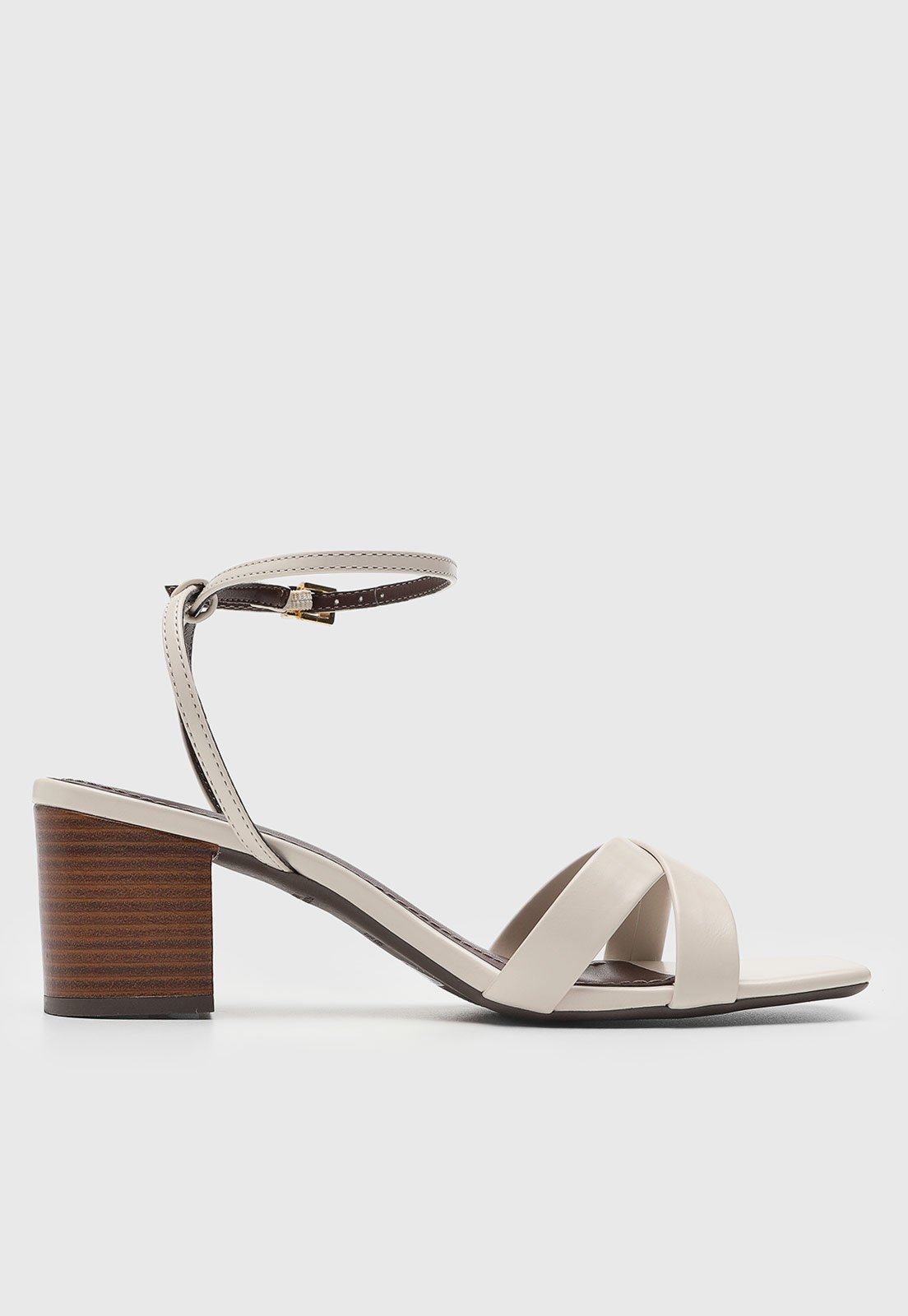Vista 3 Sandália Feminina Santa Lolla Tiras Cruzadas Salto Bloco Off-White off-white white Santa Lolla off-white white