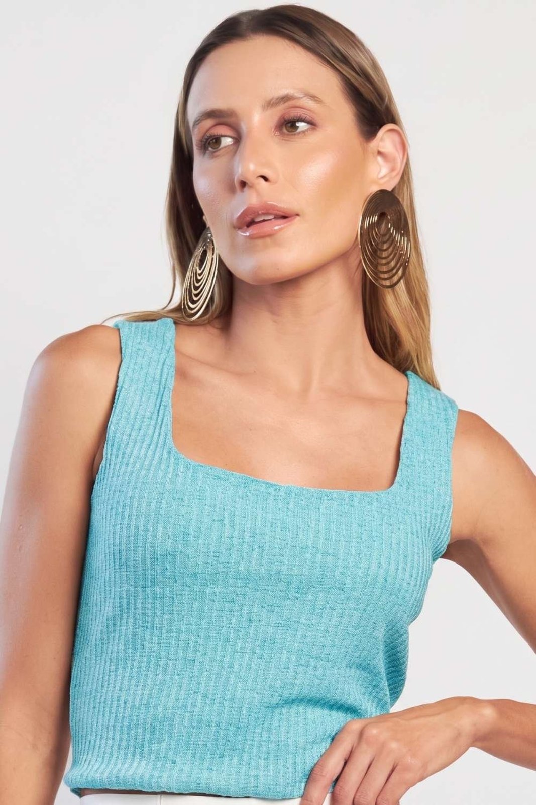 Regata Vanibele Cropped Azul Turquesa