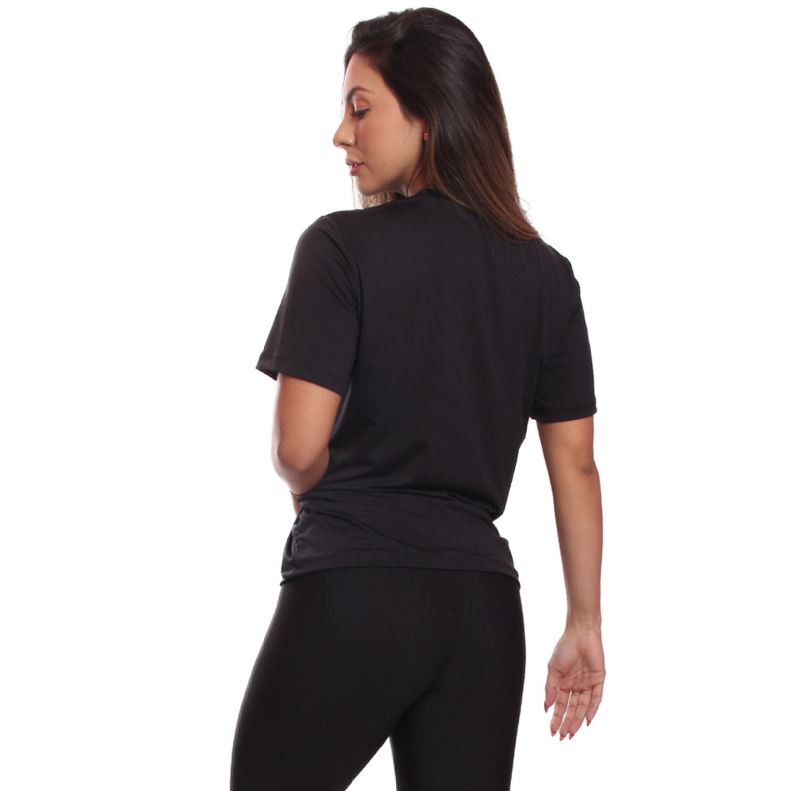 Vista 3 Kit 4 Camisetas Feminina Dry Fit Básica Lisa Proteção Solar UV Térmica Blusa Academia Esporte Camisa ADRIBEN preto ADRIBEN preto