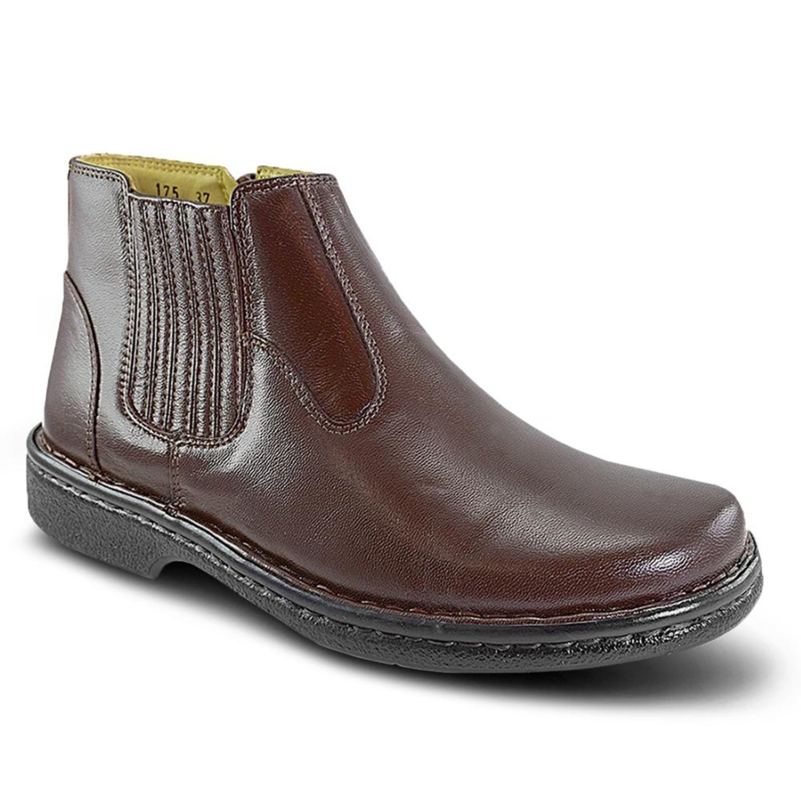 Bota Masculina Couro Confortável Café 37 Café
