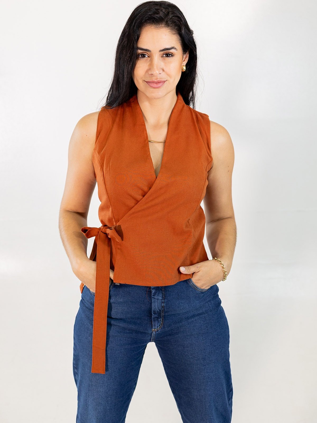 Blusa Feminina Linho Viscose Modelo Envelope Anticorpus