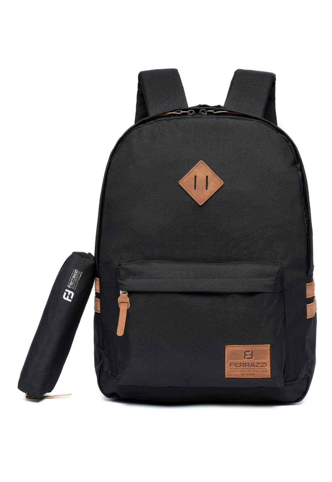 Mochila Escolar Ferrazzi Com Estojo Resistente Juvenil Unissex
