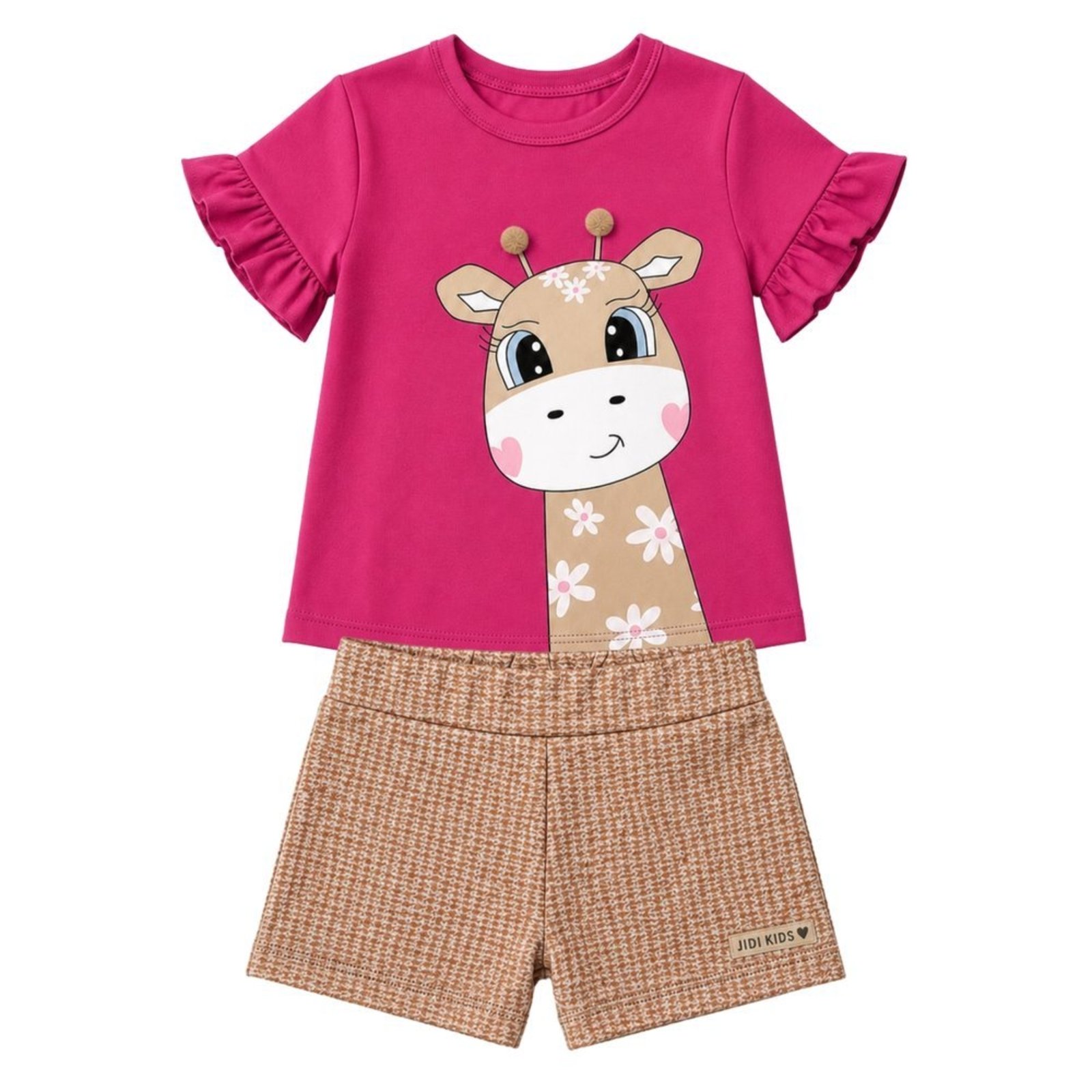Infantil - Conjunto Menina Blusa Cotton e Bermuda Moletinho Eco