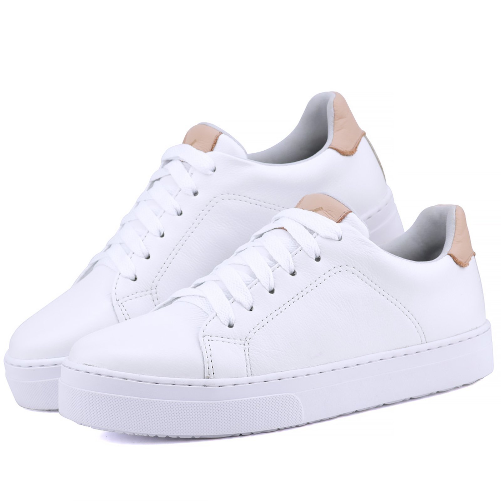 Tênis Casual de Couro Mr. Gutt Branco/Nude