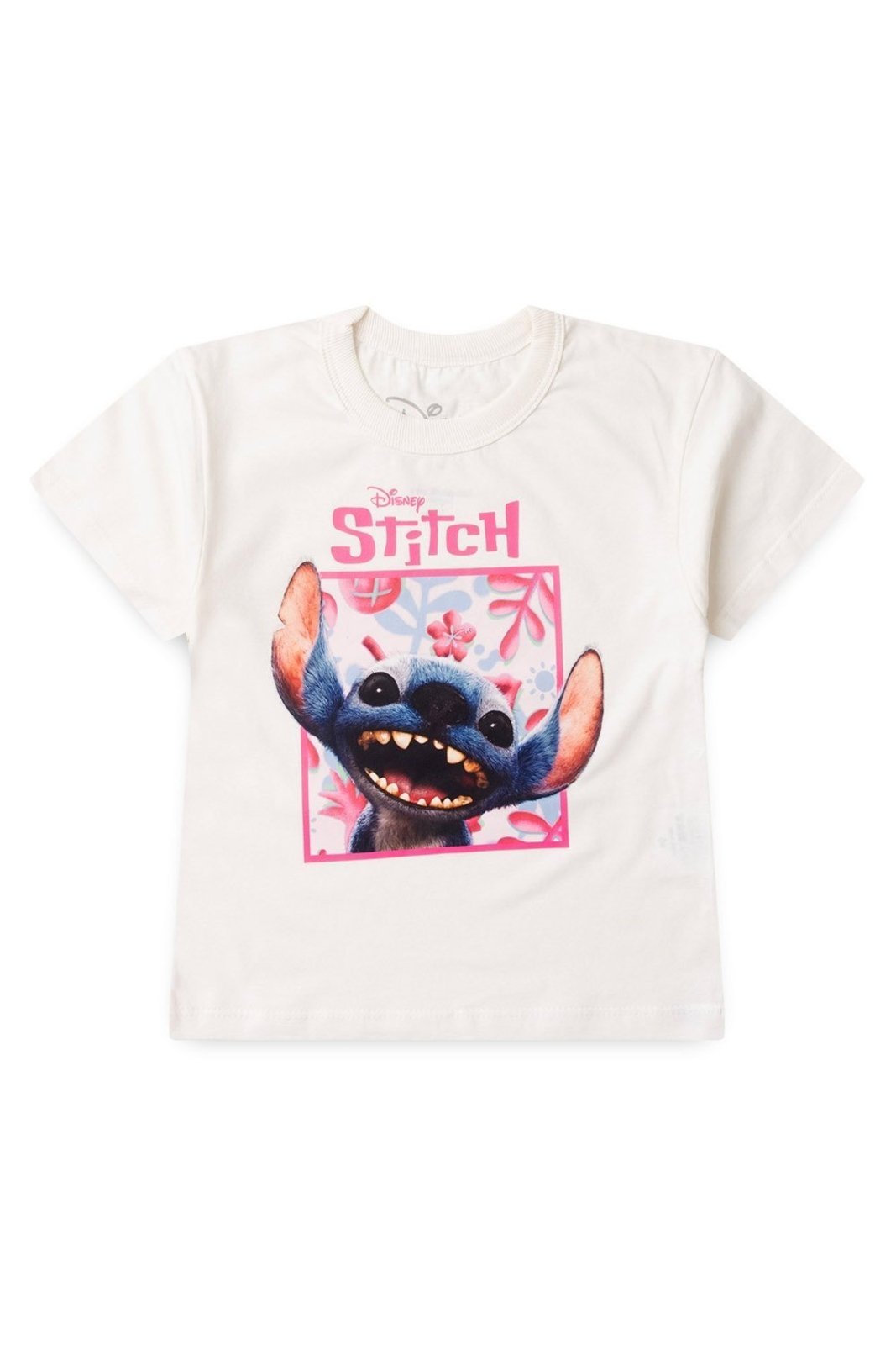 Infantil - Camiseta Disney Feminina Oversized Stitch Off White