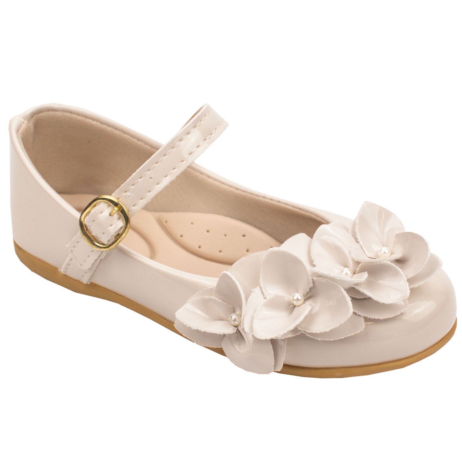 Infantil – Sapatilha Festa Menina Confortável Arranjo de Flor Casual Holografica 2031 – Off White