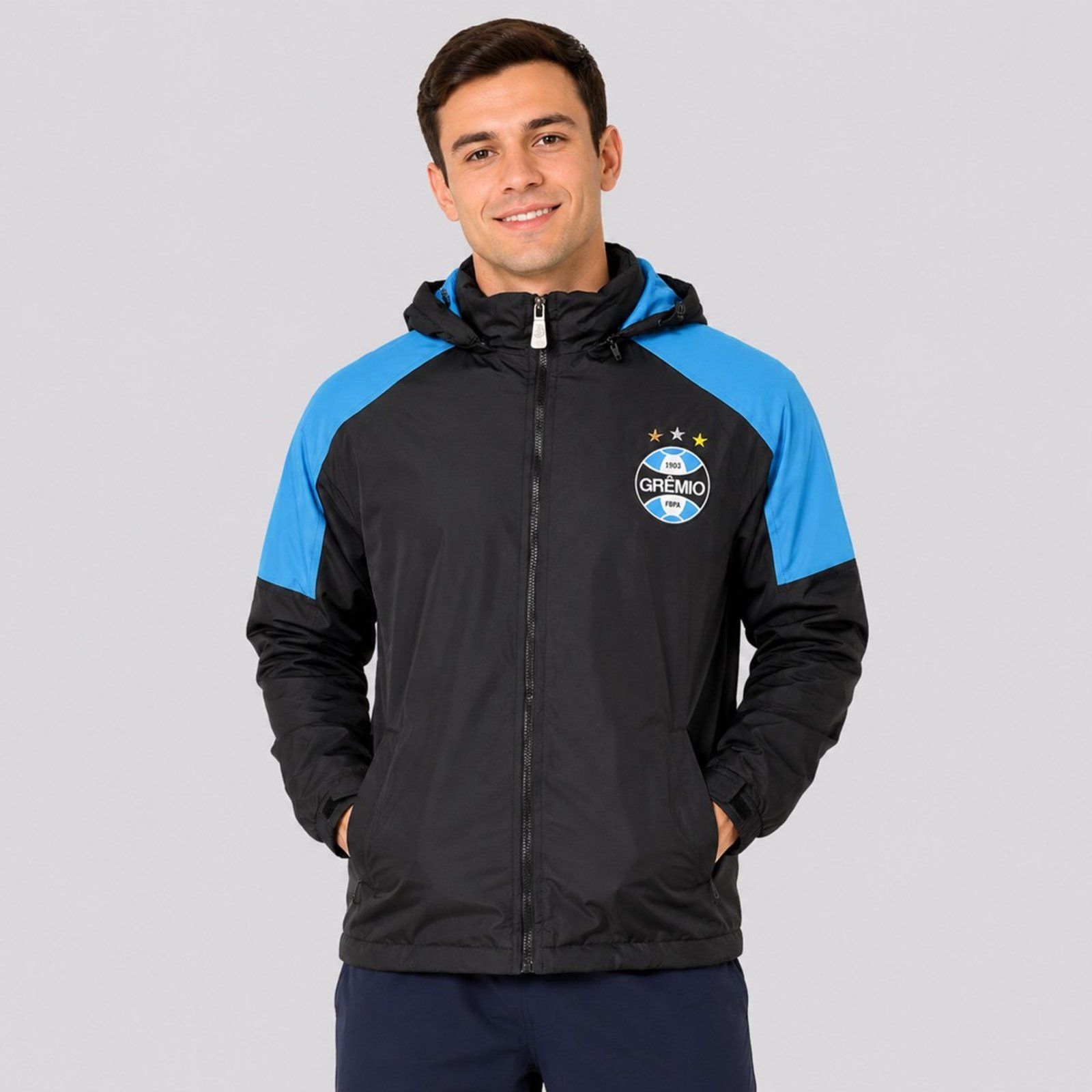 Jaqueta Grêmio Parka Solid Preta