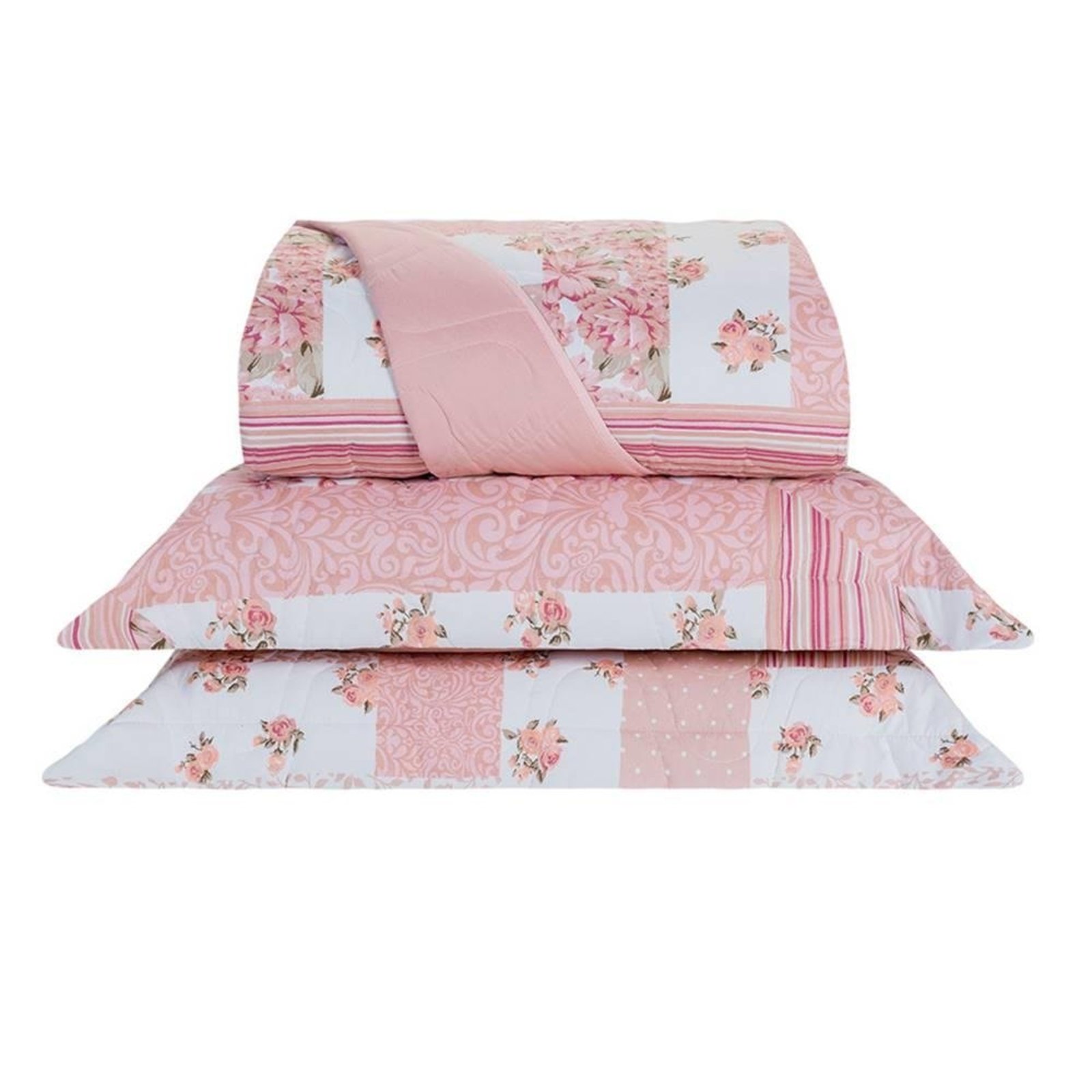 Cobre Leito Queen Colori Dupla Face Hipercal 200 Fios 3 Peças - Blush - 100% Poliéster