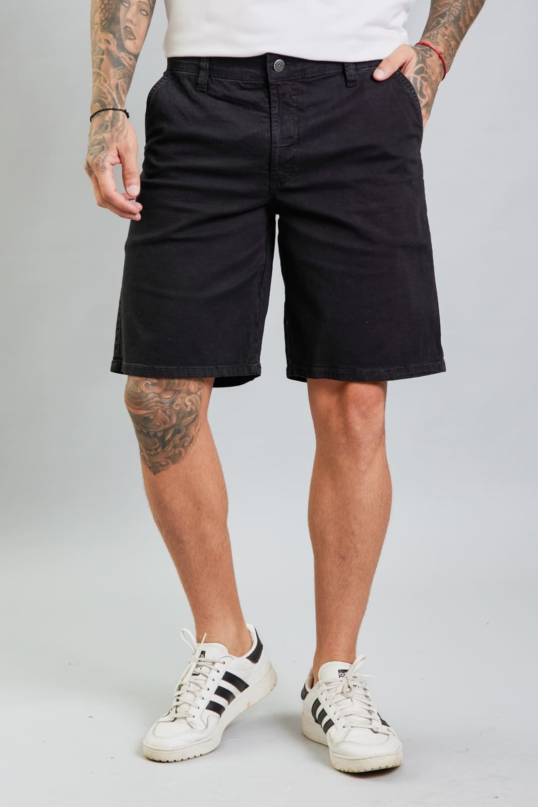 Bermuda Masculina Sarja Slim Color Sport Fino Dialogo Jeans Preto