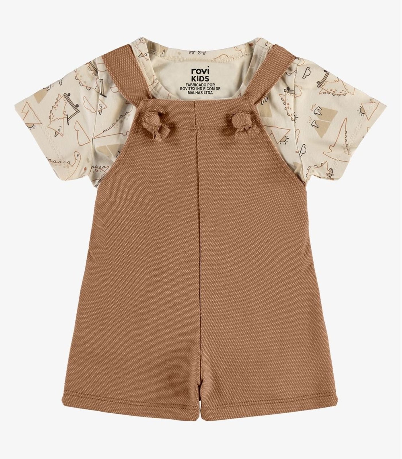 Infantil - Conjunto Camiseta E Jardineira Rovi Bege