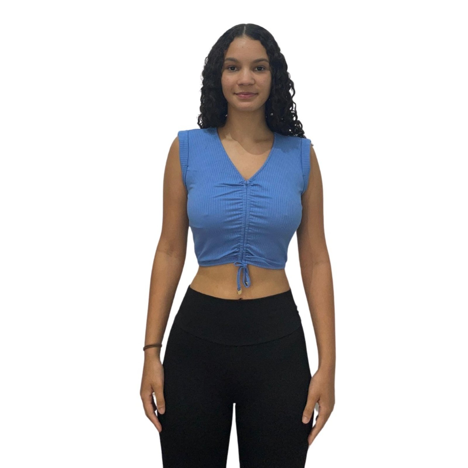 Blusa Cropped Justa Amarração Flor De Lis