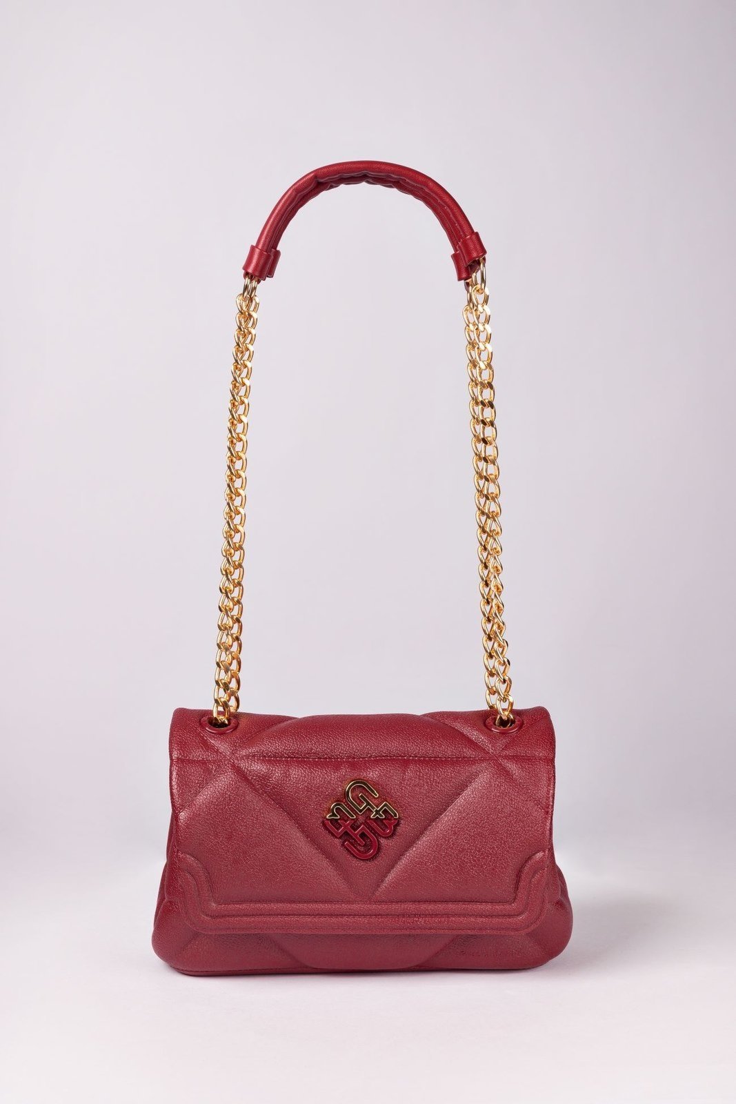Bolsa New Suzaninha Giulia Bardo com Corrente em PVC Vermelho Escuro