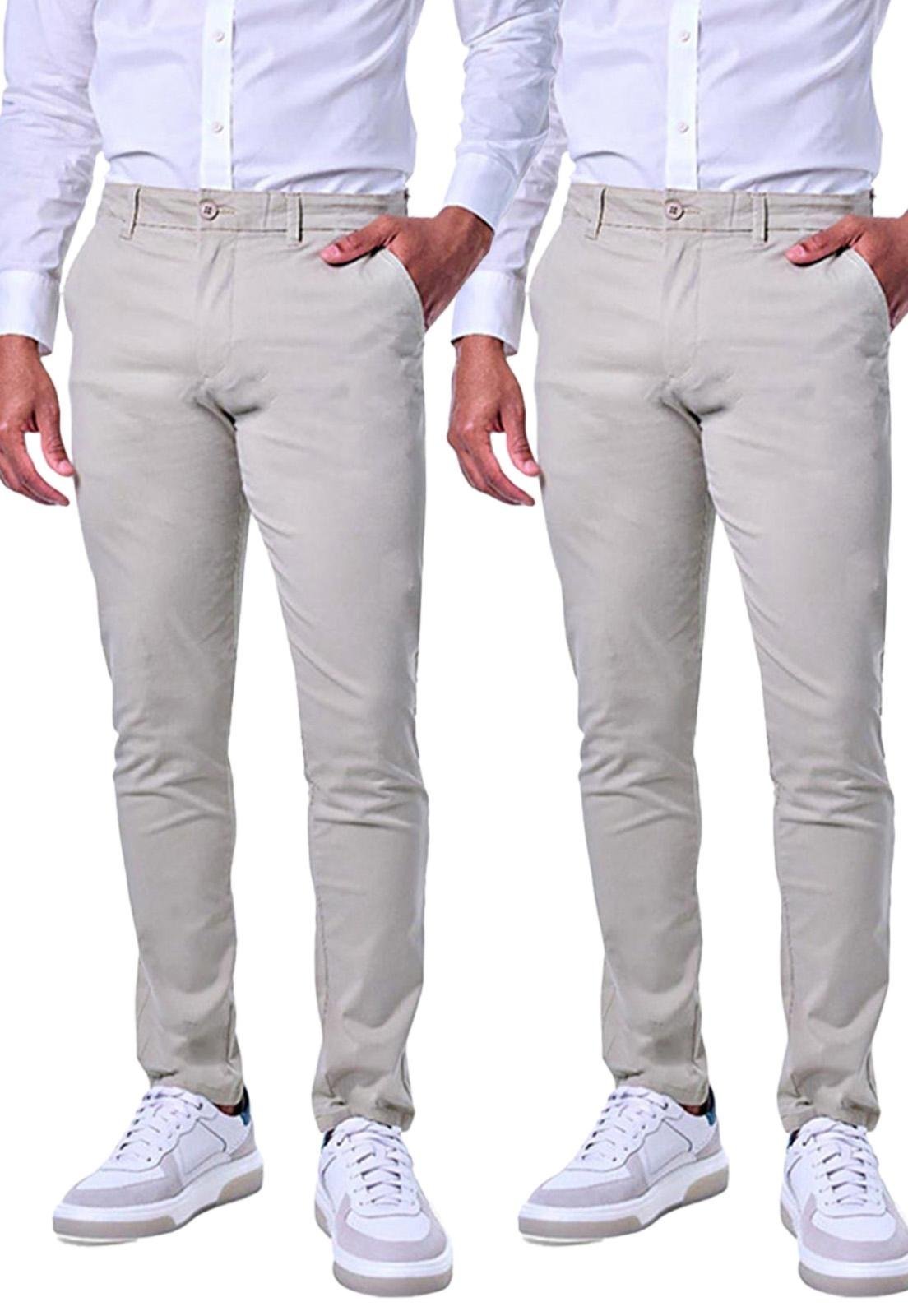 Kit 2 Calças Masculinas Chino Bege