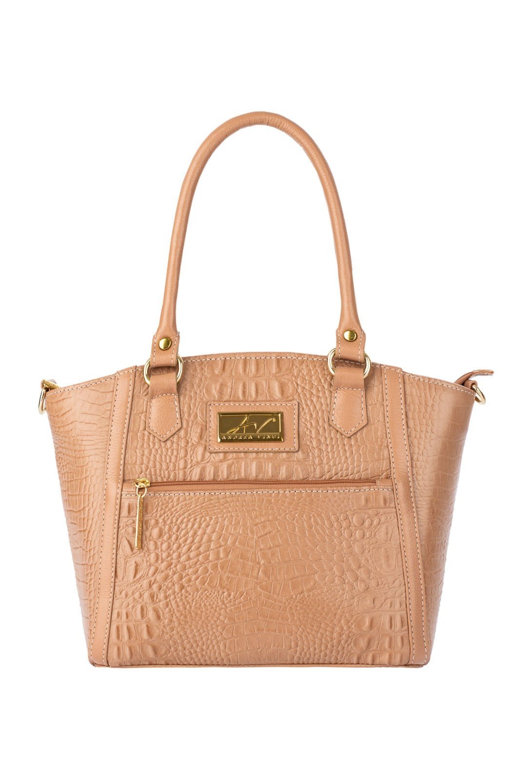 Bolsa de couro croco Heloisa - Bege