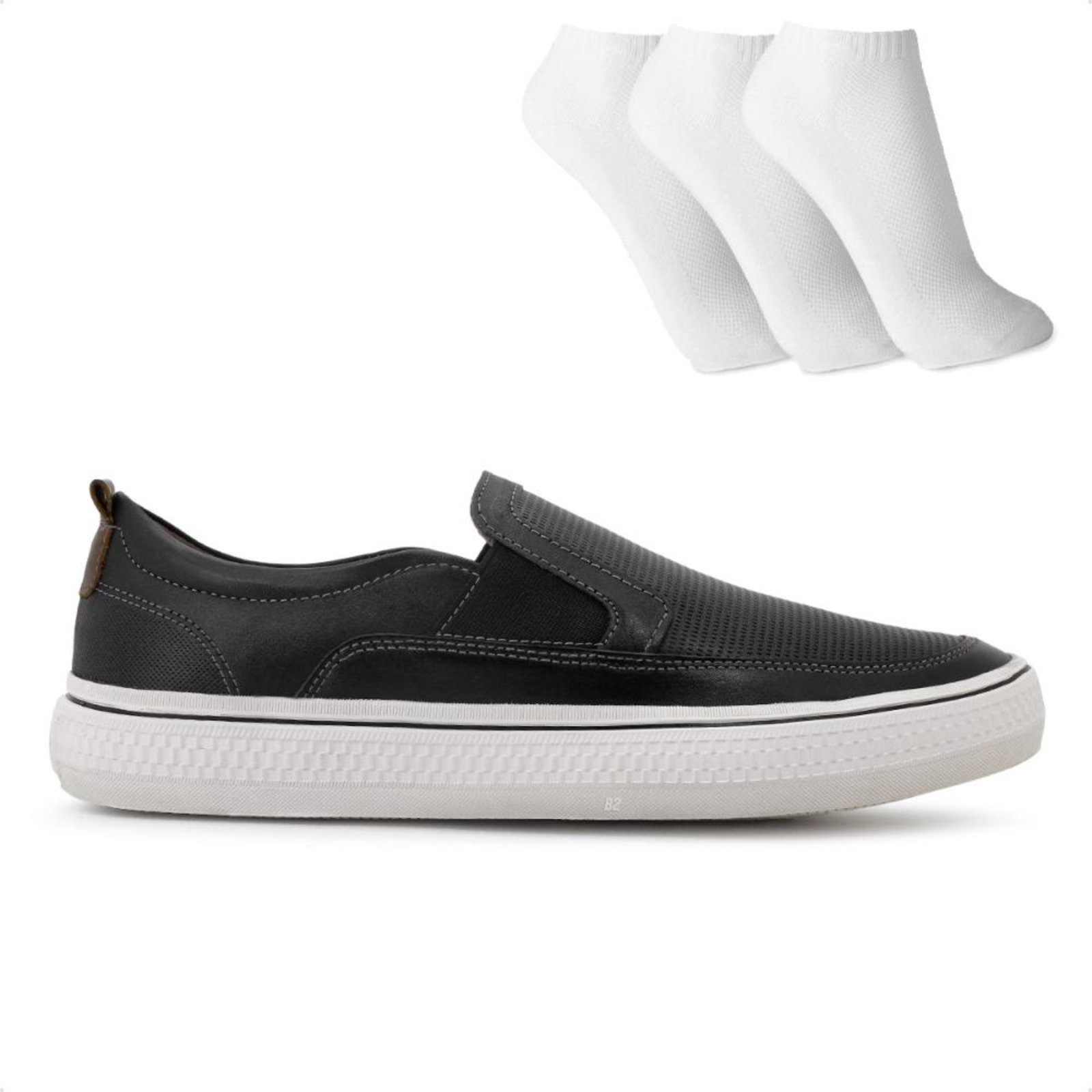 Sapatênis Democrata Denim Fender Masculino + 3 Pares de Meias Preto