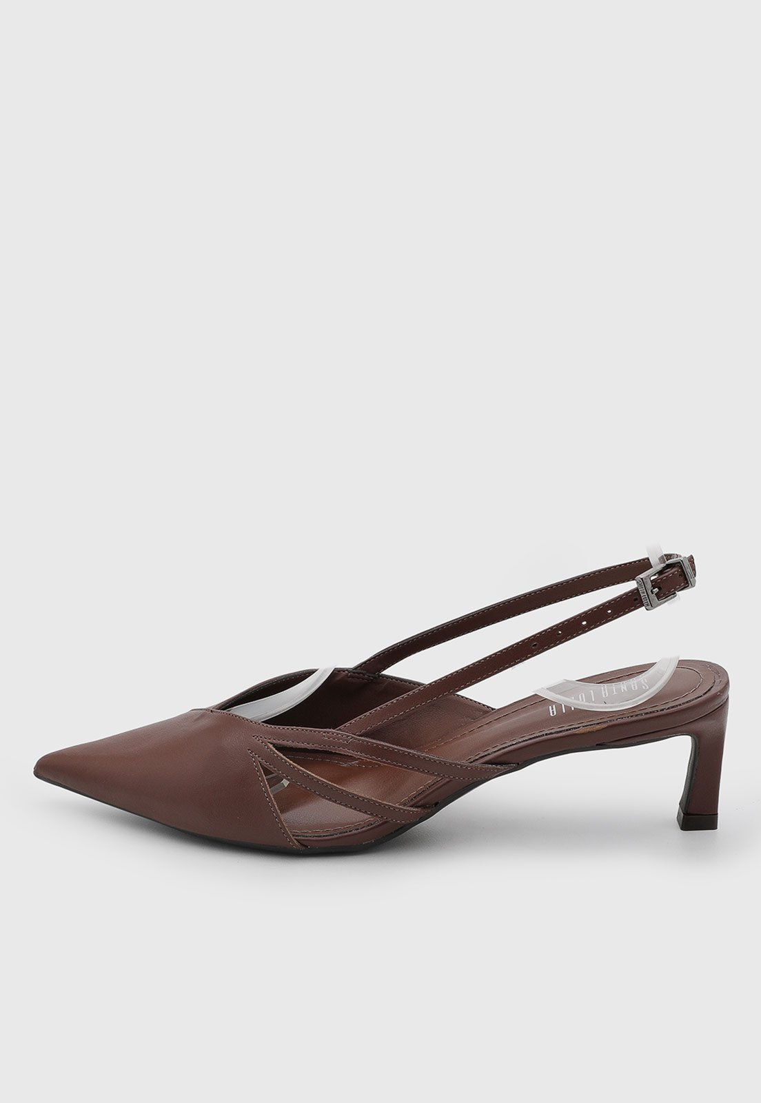 Scarpin Feminino Santa Lolla Couro Salto Baixo Marrom