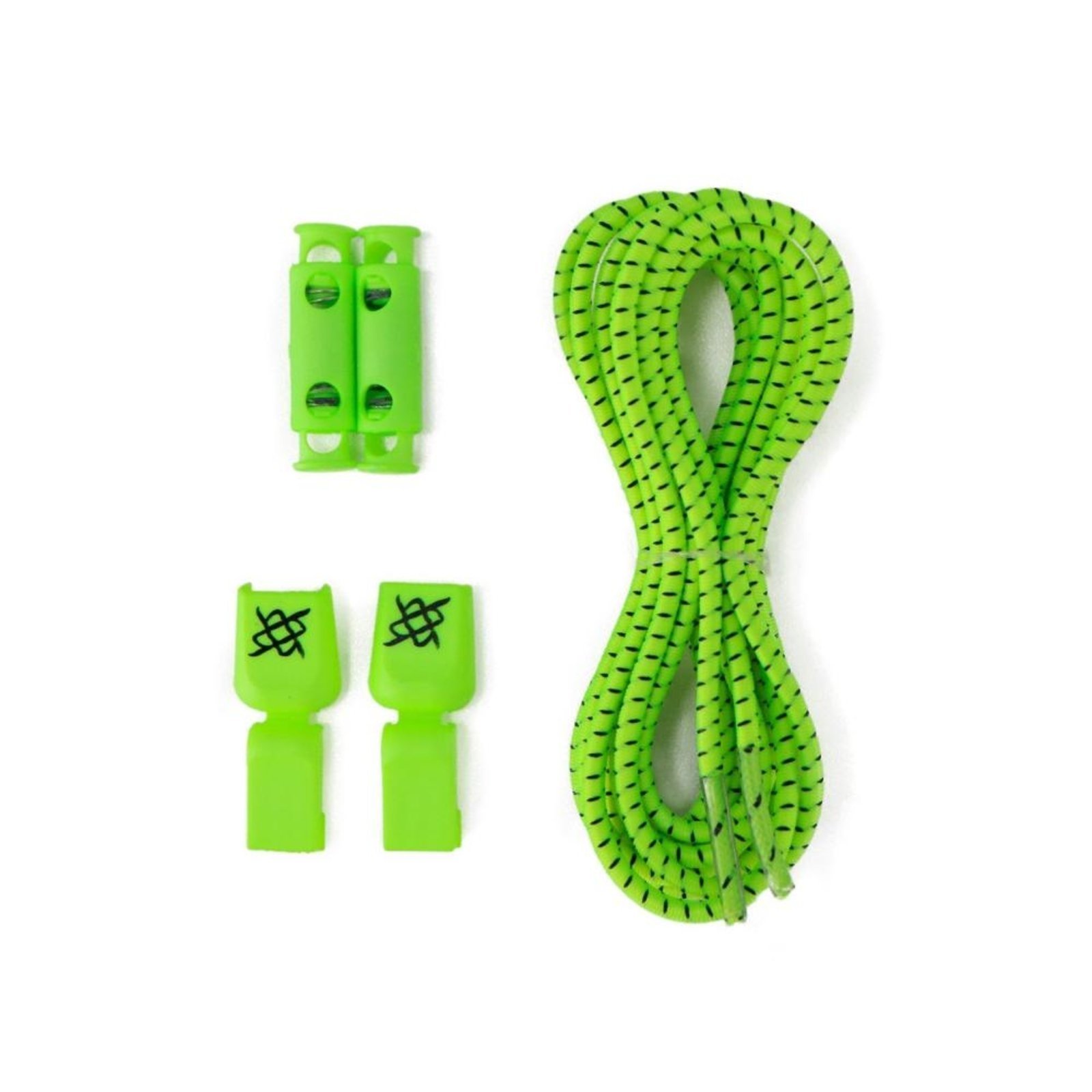 Cadarço Elástico Hupi Laces Verde Neon Risca Preta Verde