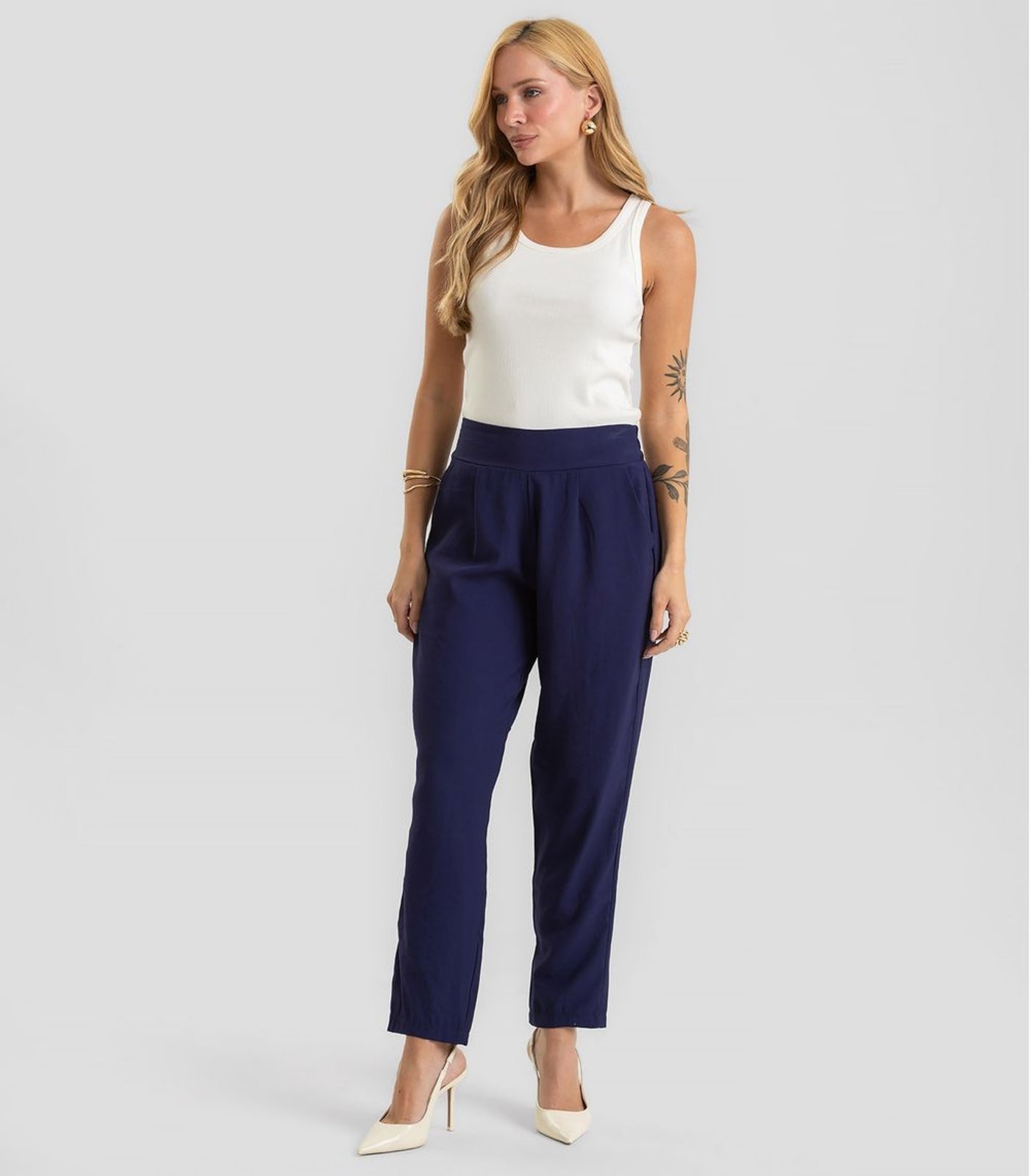 Calça Pantalona Feminina Em Alfaiataria Dianna Azul