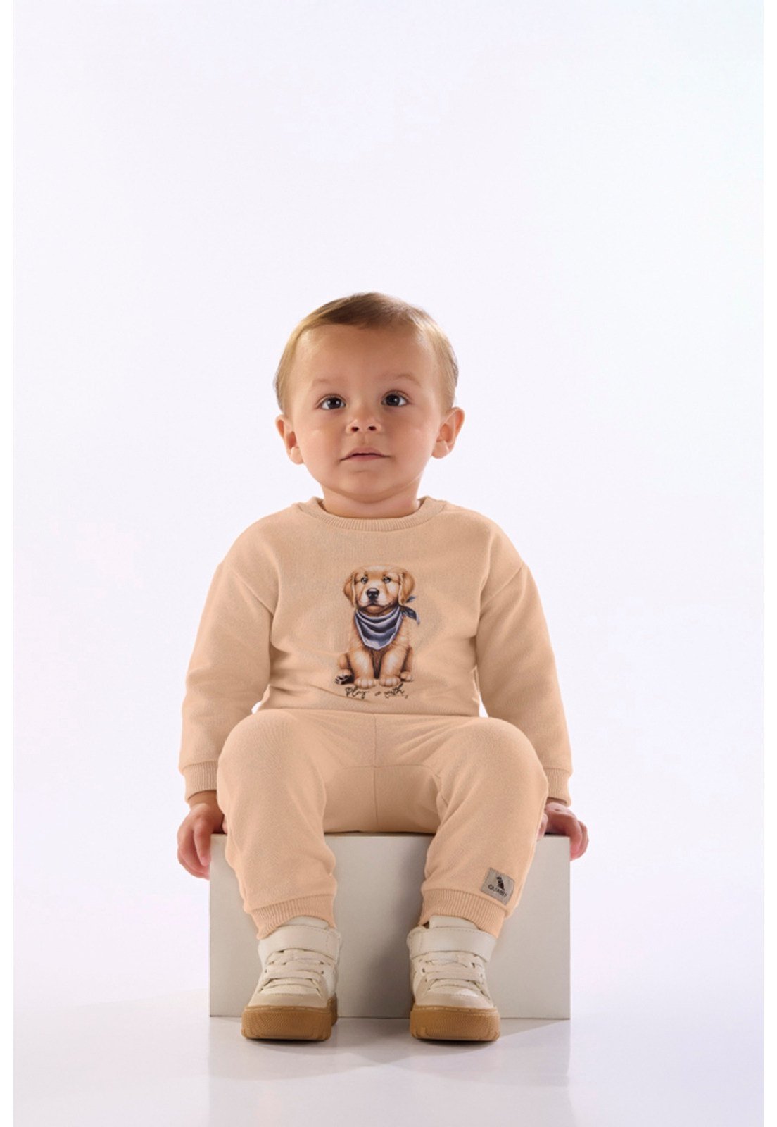 Infantil - Conjunto Golden Moletom Quimby Marrom Bege