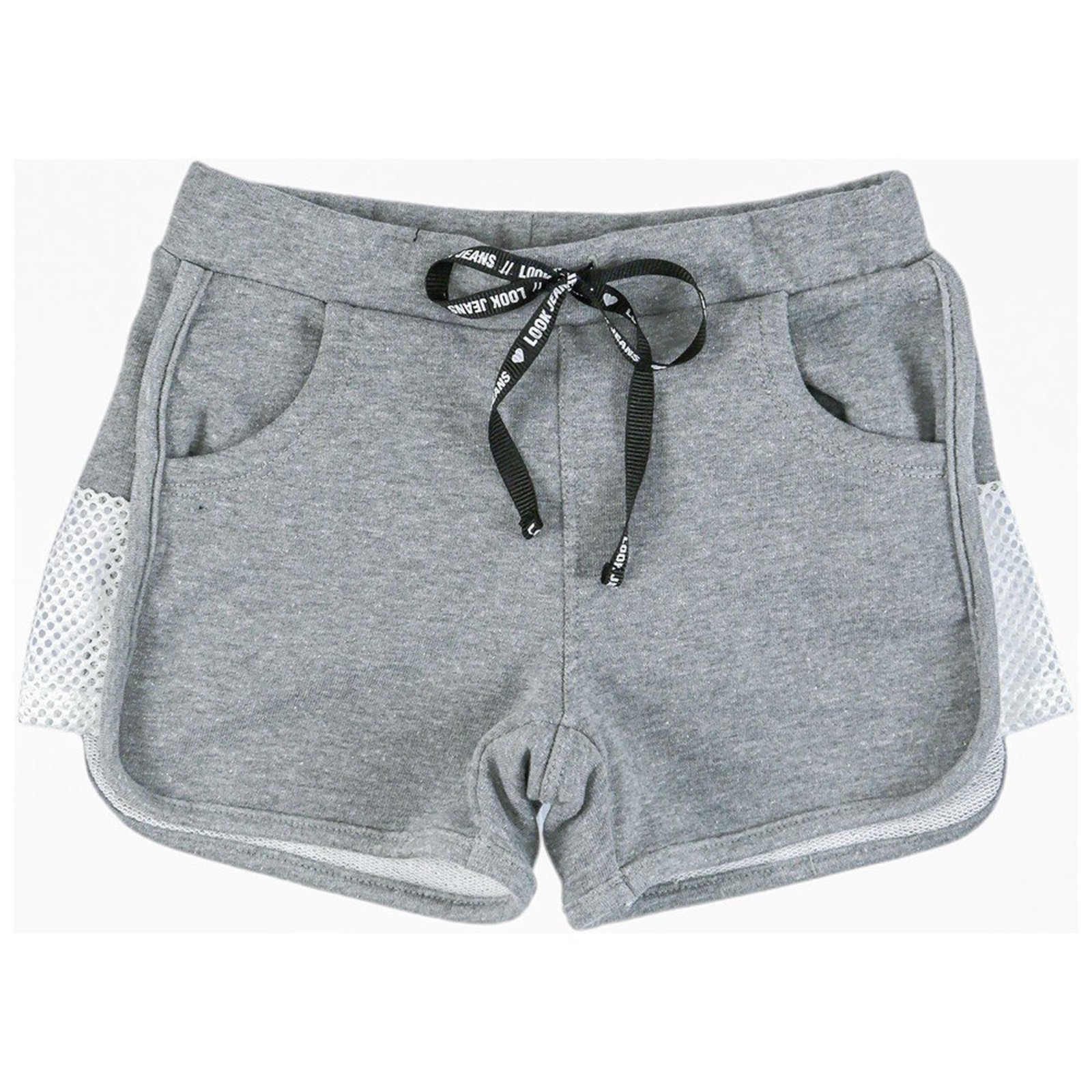 Infantil - Shorts Juvenil Look Jeans Moletom Mescla