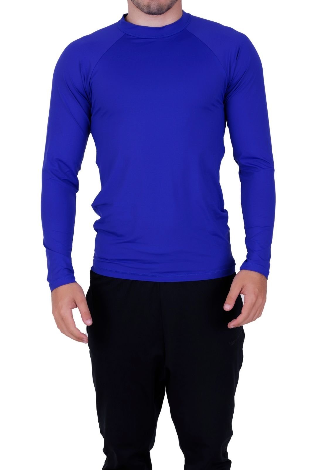 Blusa Térmica UV 50+ Proteção Solar Camisa para Academia Fitness Masculina Azul