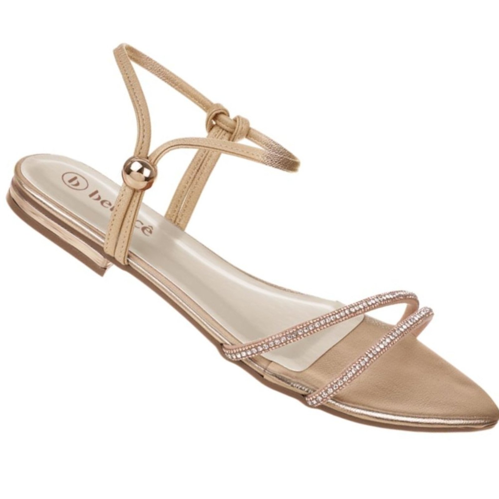 Sandalia ce Elegante Rasteira Com Tiras Strass T2583-112 Feminina