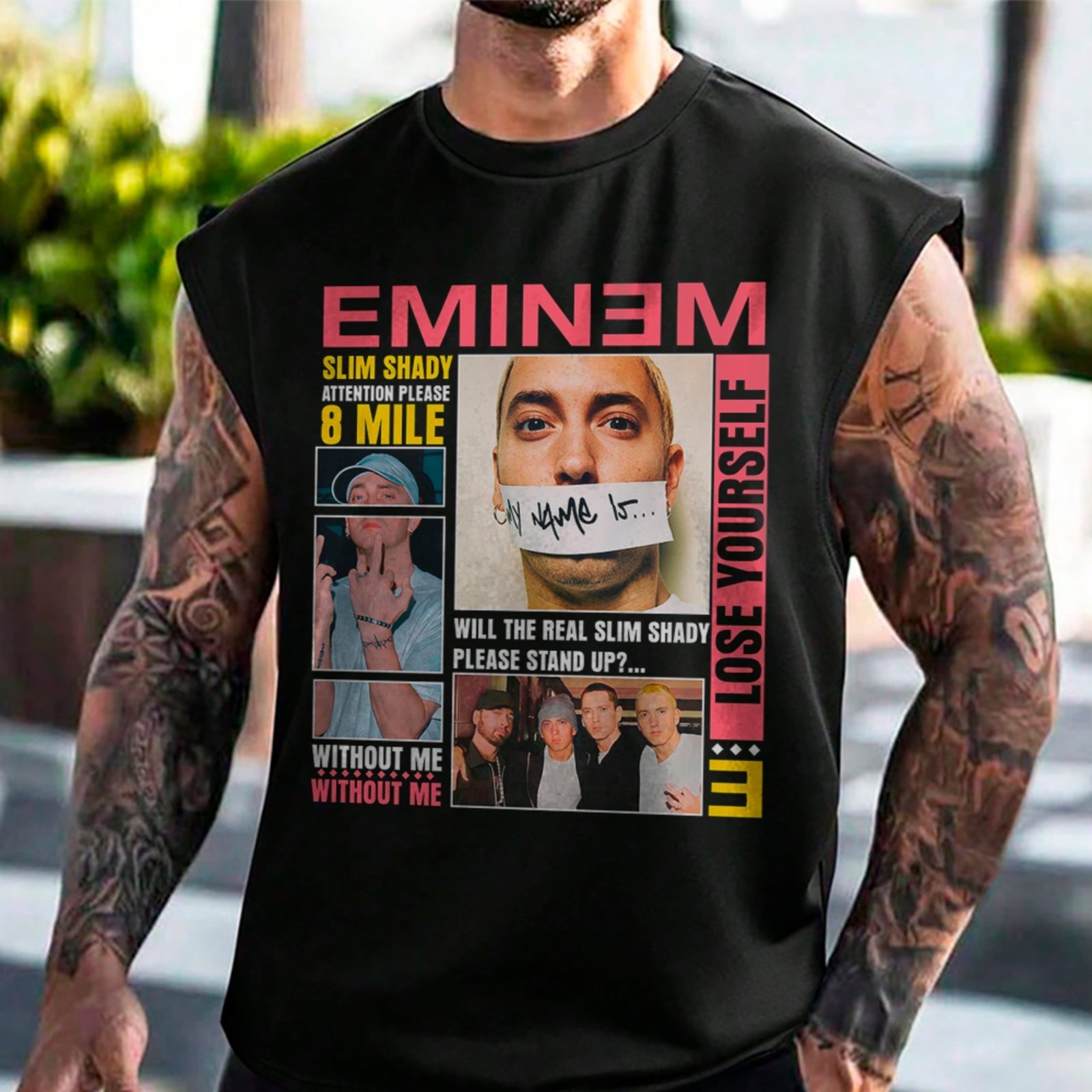 Camiseta Regata Machão Eminem Estampa Exclusiva Ícone do Rap Preto