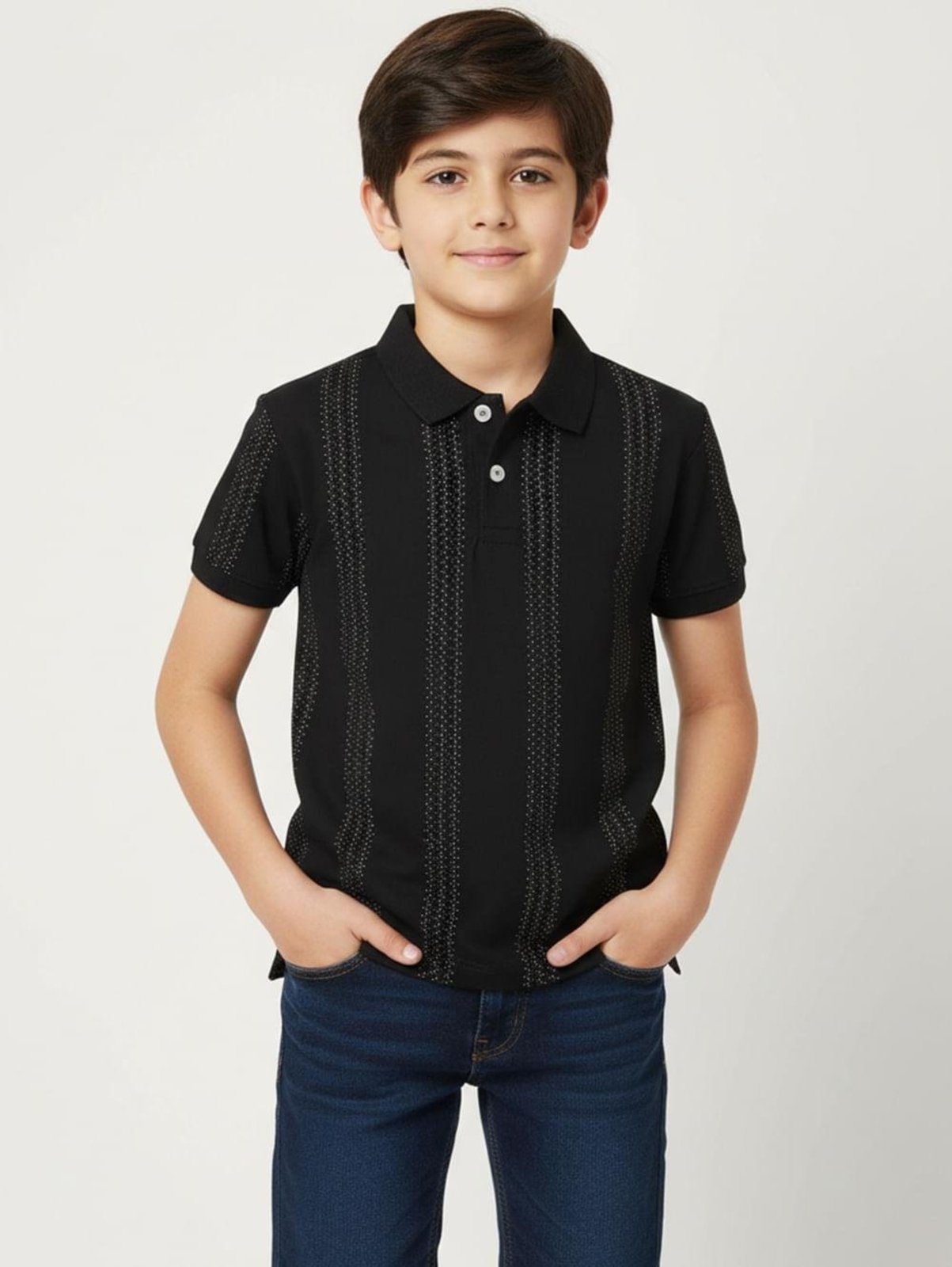 Infantil - Polo Crepe Manga Curta Para Menino - PRETO