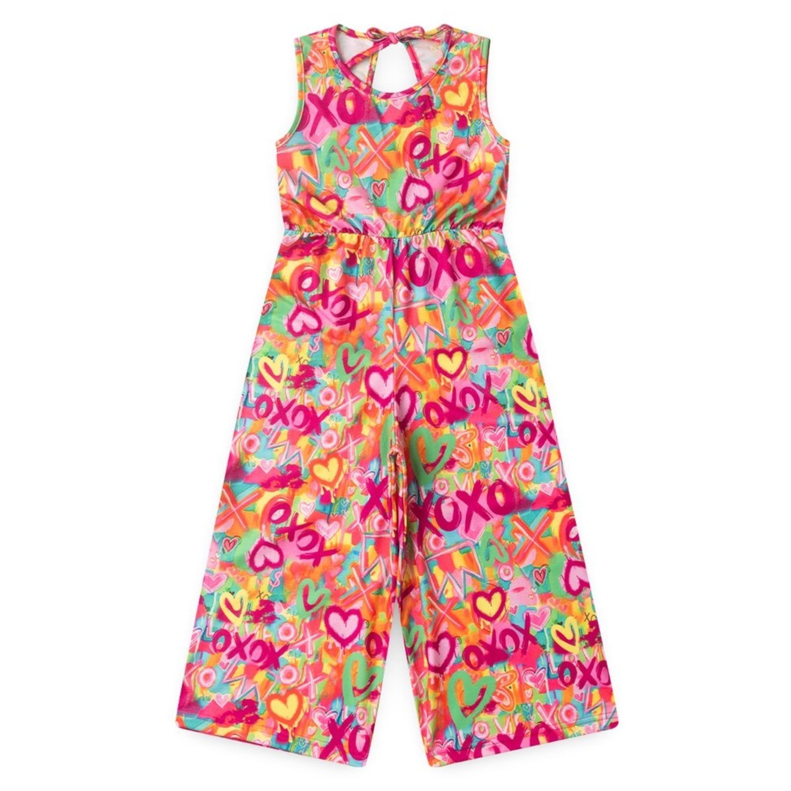 Vista 3 Infantil - Macacão Pantacourt Verão Menina Pink Corações XOXO Molekada rosa pink Molekada rosa pink