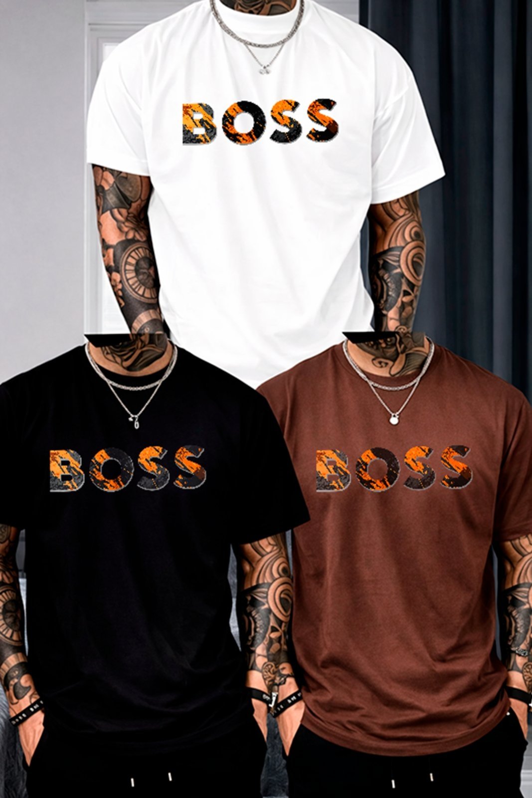 Kit 3 Camisetas Oversized Boss Street Fashion Casual
