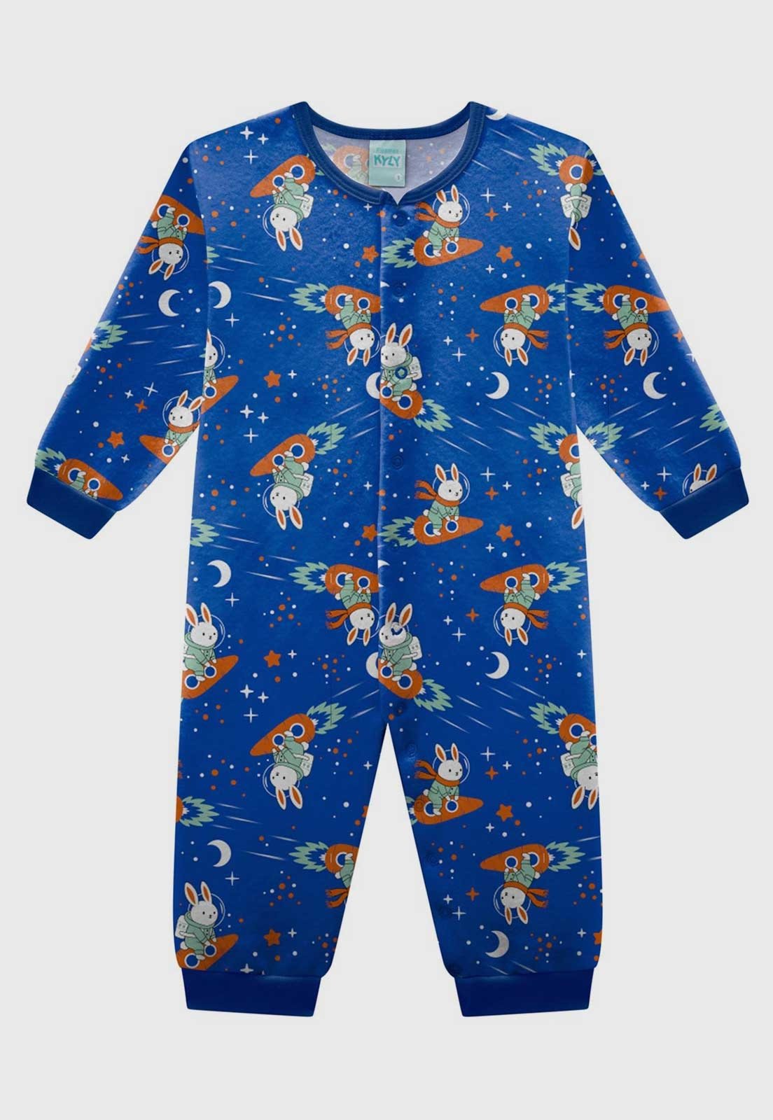 Macacão Kyly Coelhos Estampado Azul
