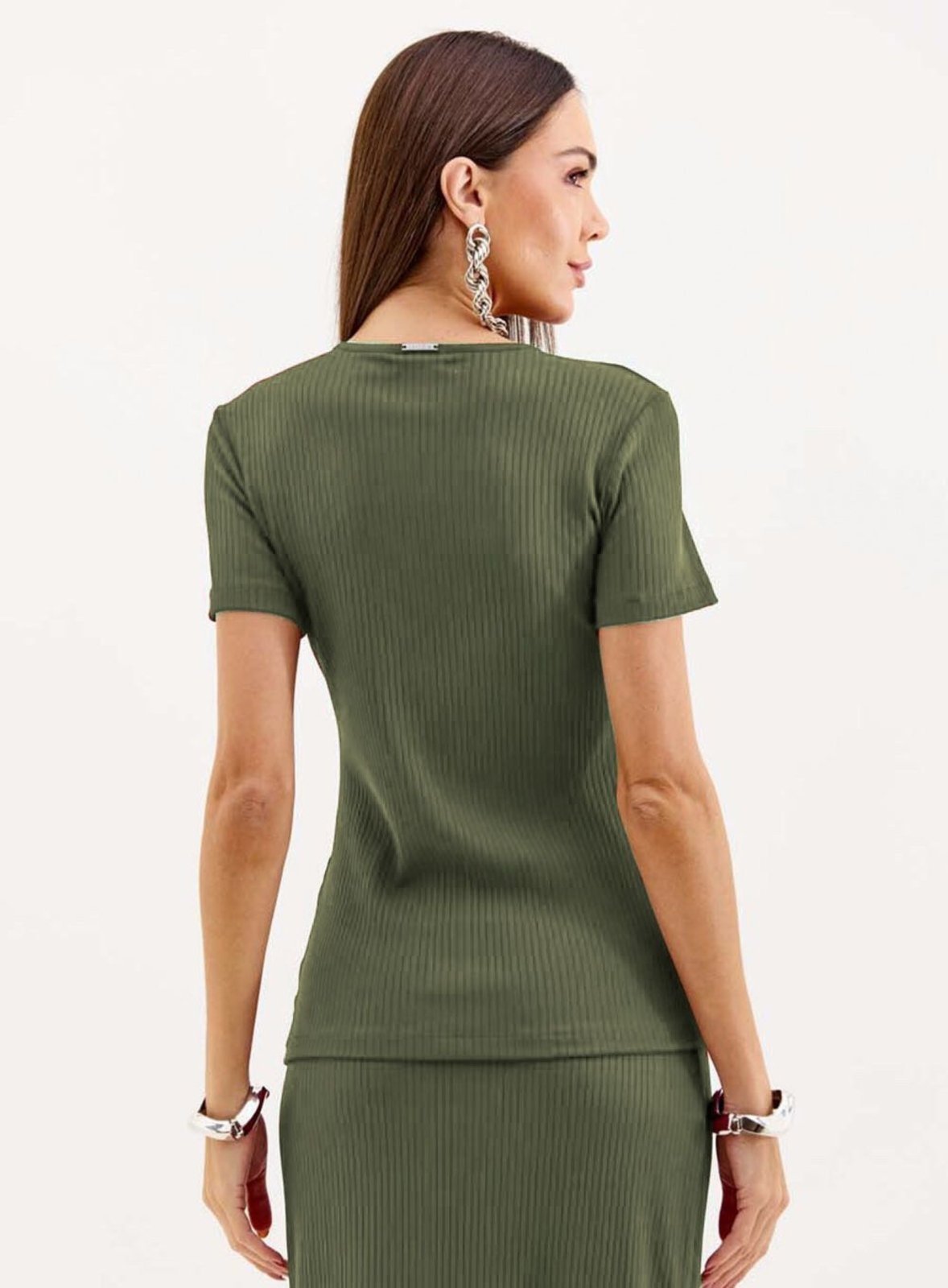 Vista 3 Blusa Decote Gota Manga Curta Triton Sap verde Triton verde