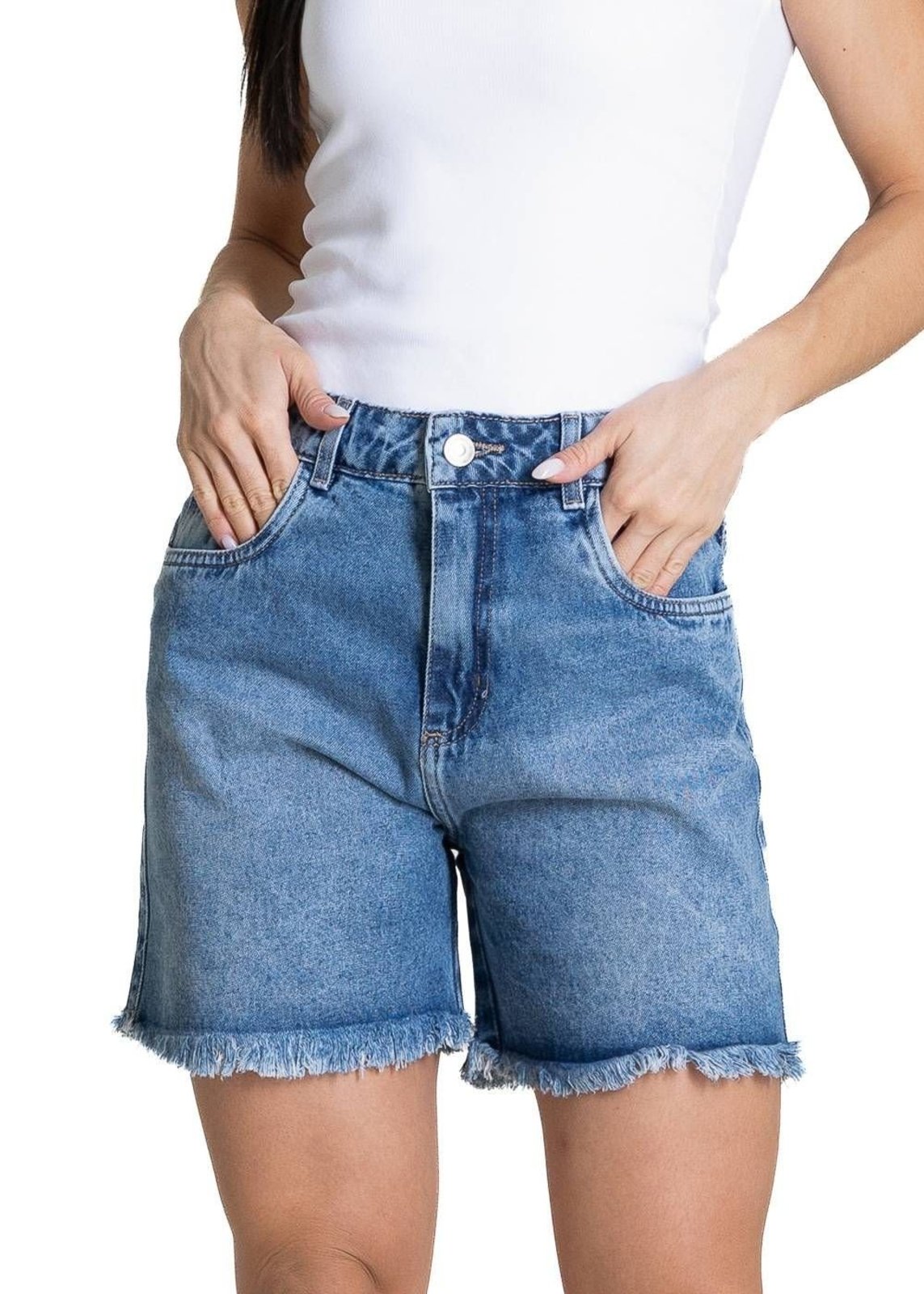Shorts Jeans Barra Desfiada Sawary - 284332 - Azul - Sawary