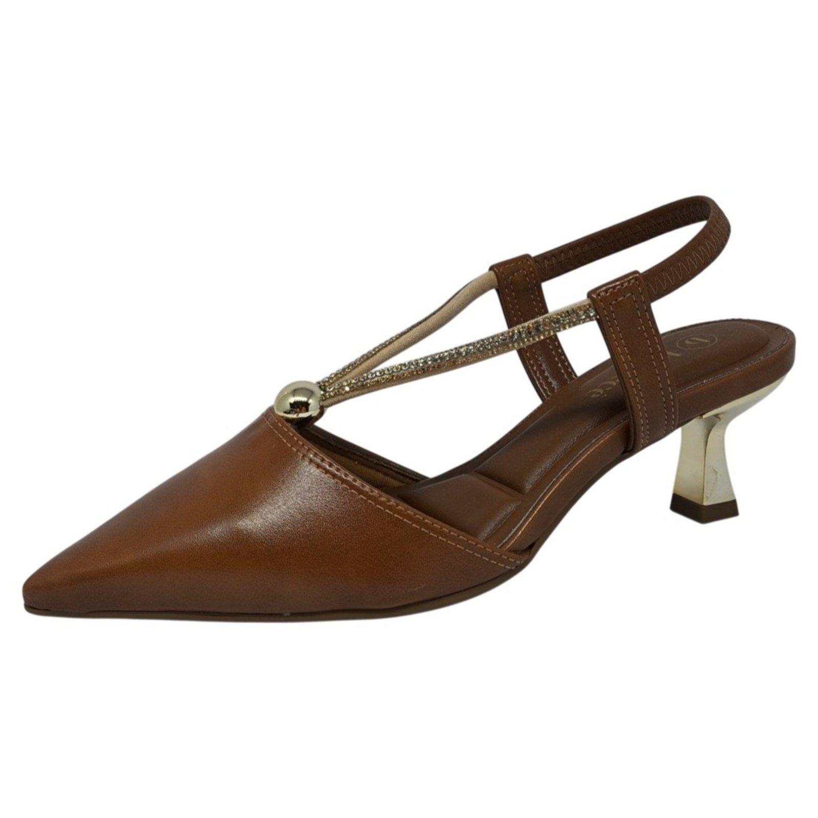 Scarpin Feminino Slingback Salto Baixo Bico Fino cê