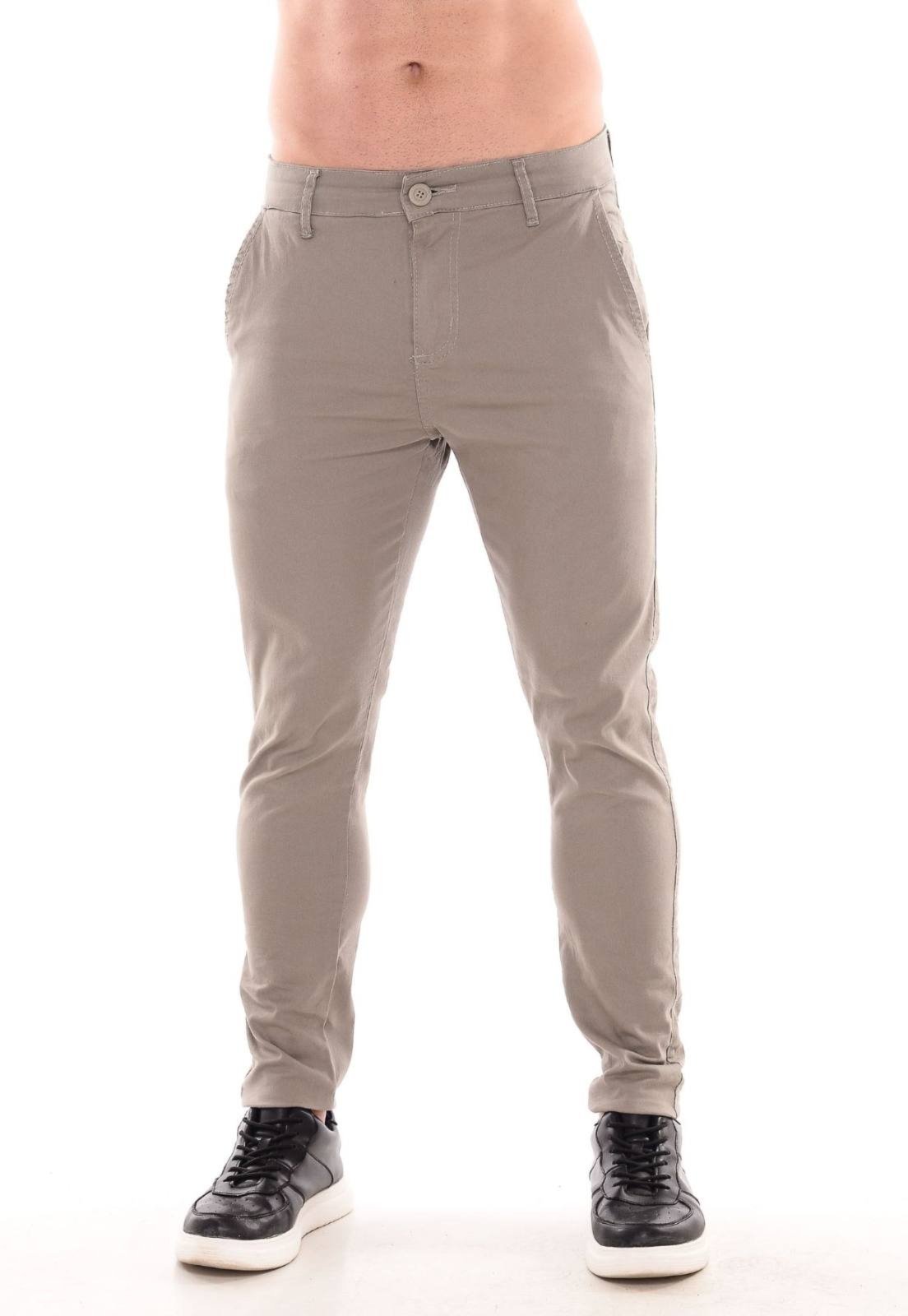 Calça Masculina Sarja Mys Jeans Elastano Linha Premium Cinza Claro