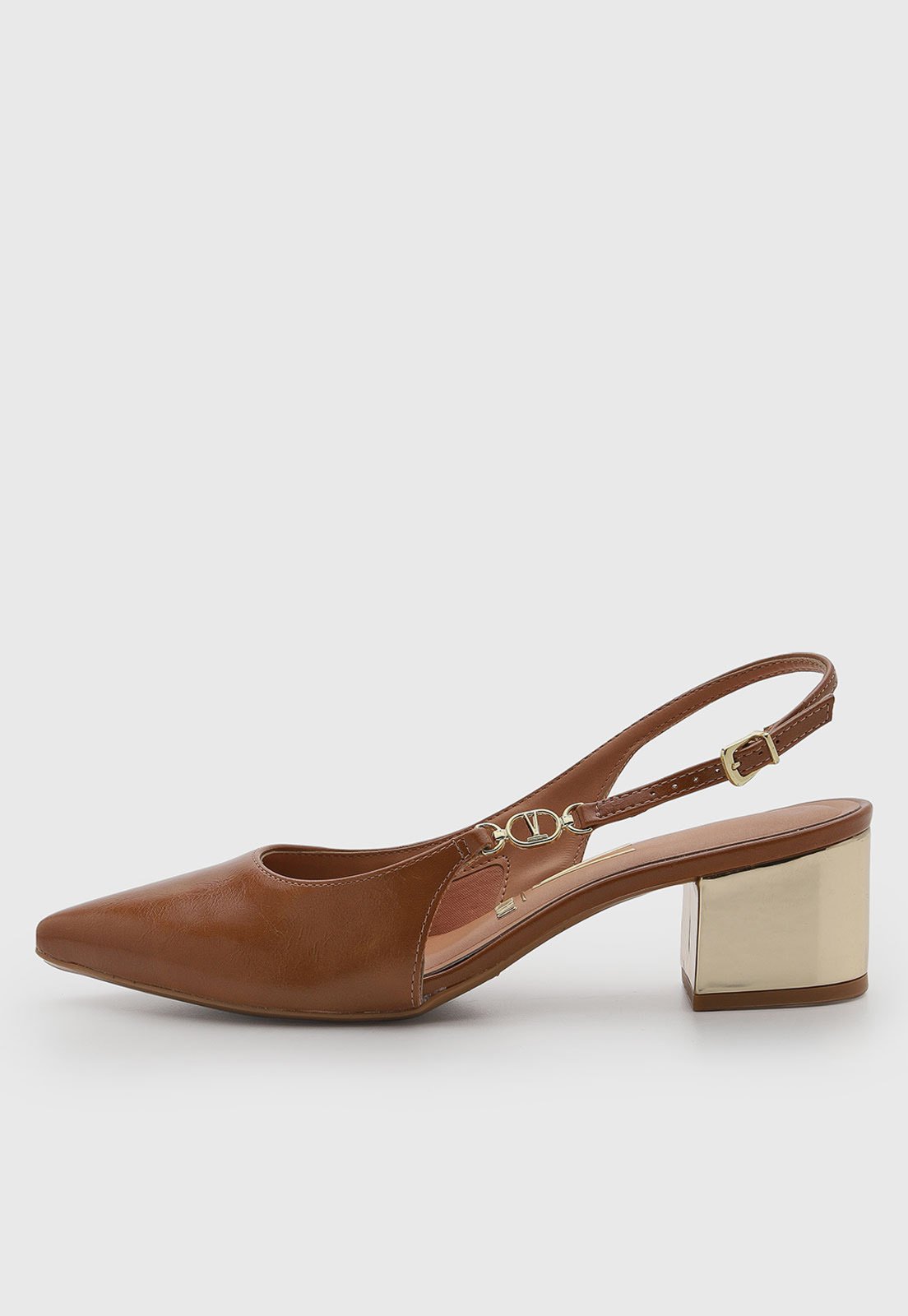 Scarpin Feminino Vizzano Slingback Salto Bloco Marrom