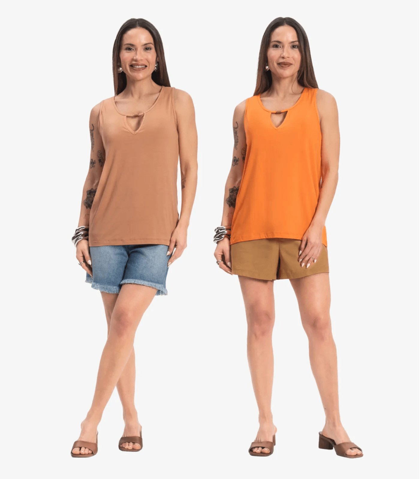 Vista 3 Kit 2 Blusas Femininas Lisas Infinita Cor Sortidas multicolorido INFINITA COR multicolorido