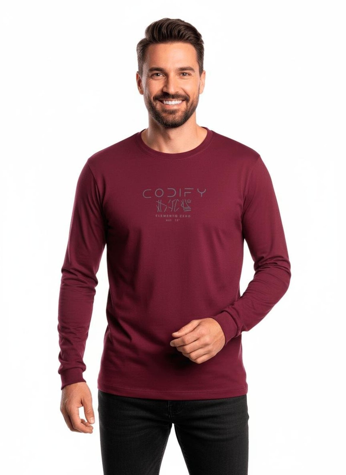 Camiseta Manga Longa Masculina VINHO