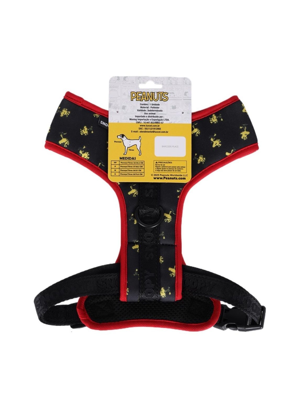 Vista 3 Infantil - Colete Pet Pequeno em Poliéster Ajustável Snoopy Up4you Luxcel amarelo