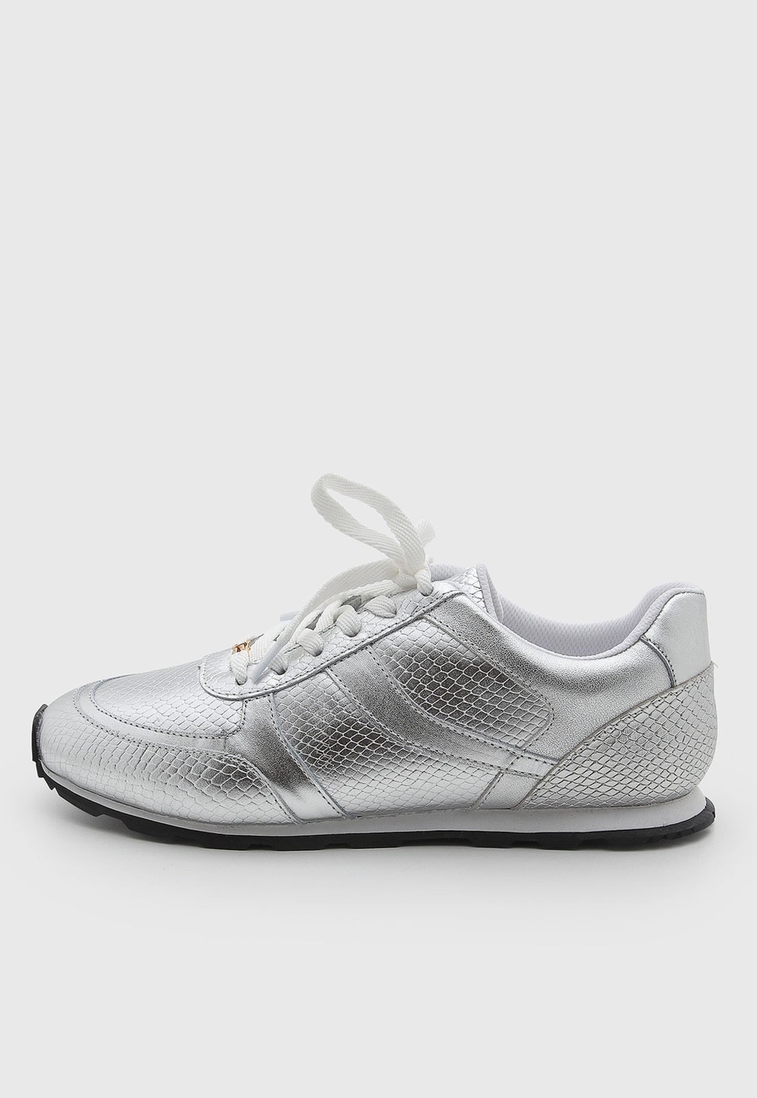 Tênis Feminino Jorge Bischoff Couro Textura Cobra Prata