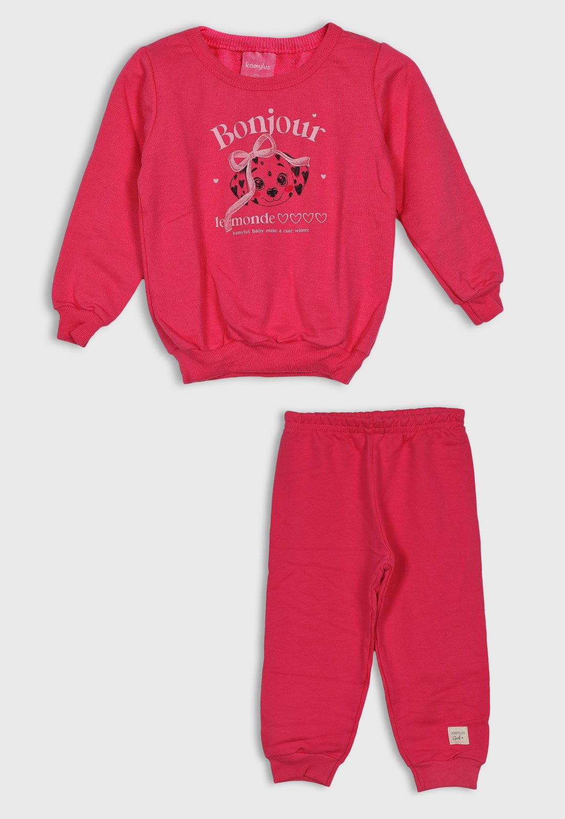 Conjunto Kamylus Blusa Manga Longa Estampa Rosa