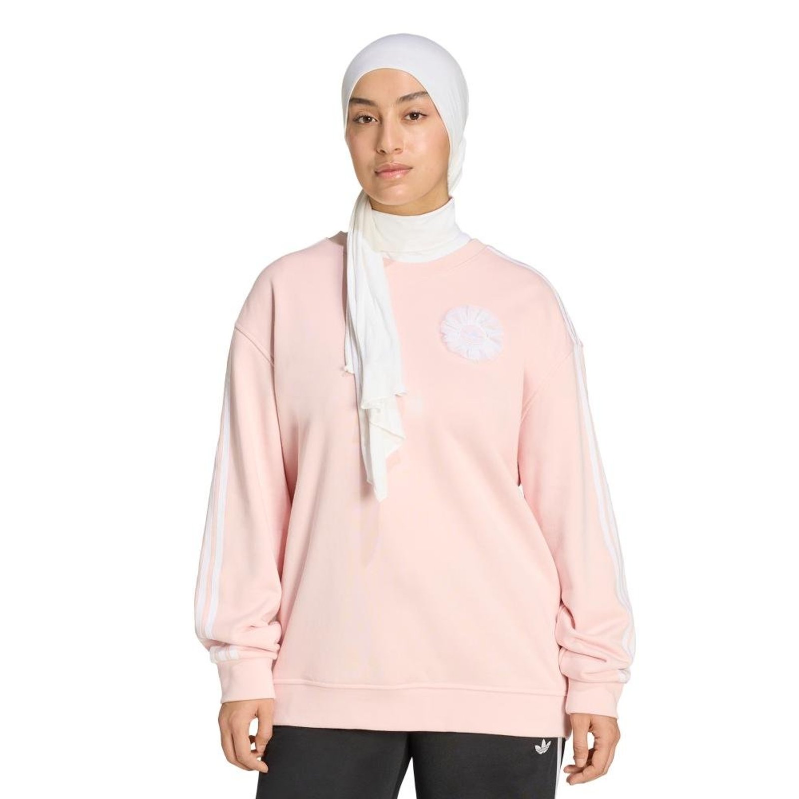 Moletom gola careca lace adidas Originals branding adidas Originals Rosa