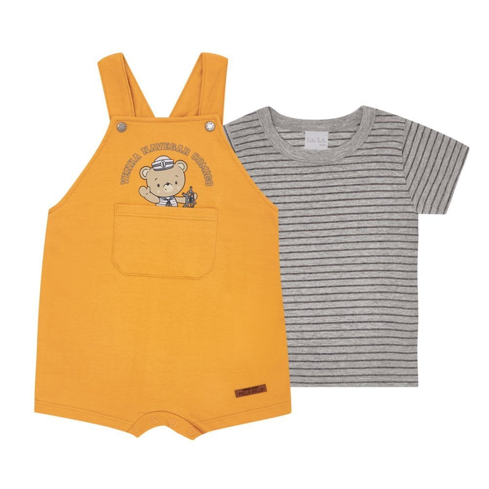 Infantil - Conjunto Menino - Listrado Mescla Cinza - 48662-835