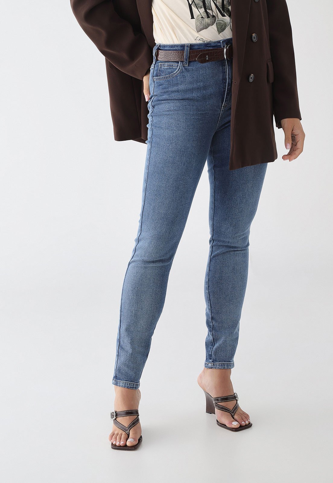 Vista 2 Calça Jeans Feminina Colcci Cintura Alta Médio azul Colcci azul