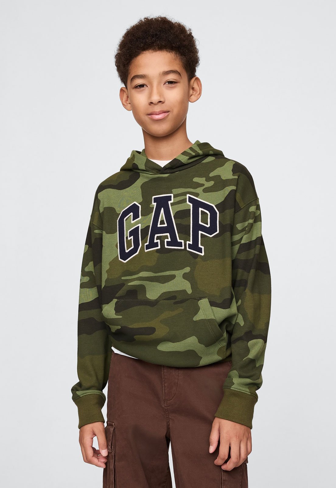 Infantil – Blusa de Moletom GAP Com Capuz Militar Verde
